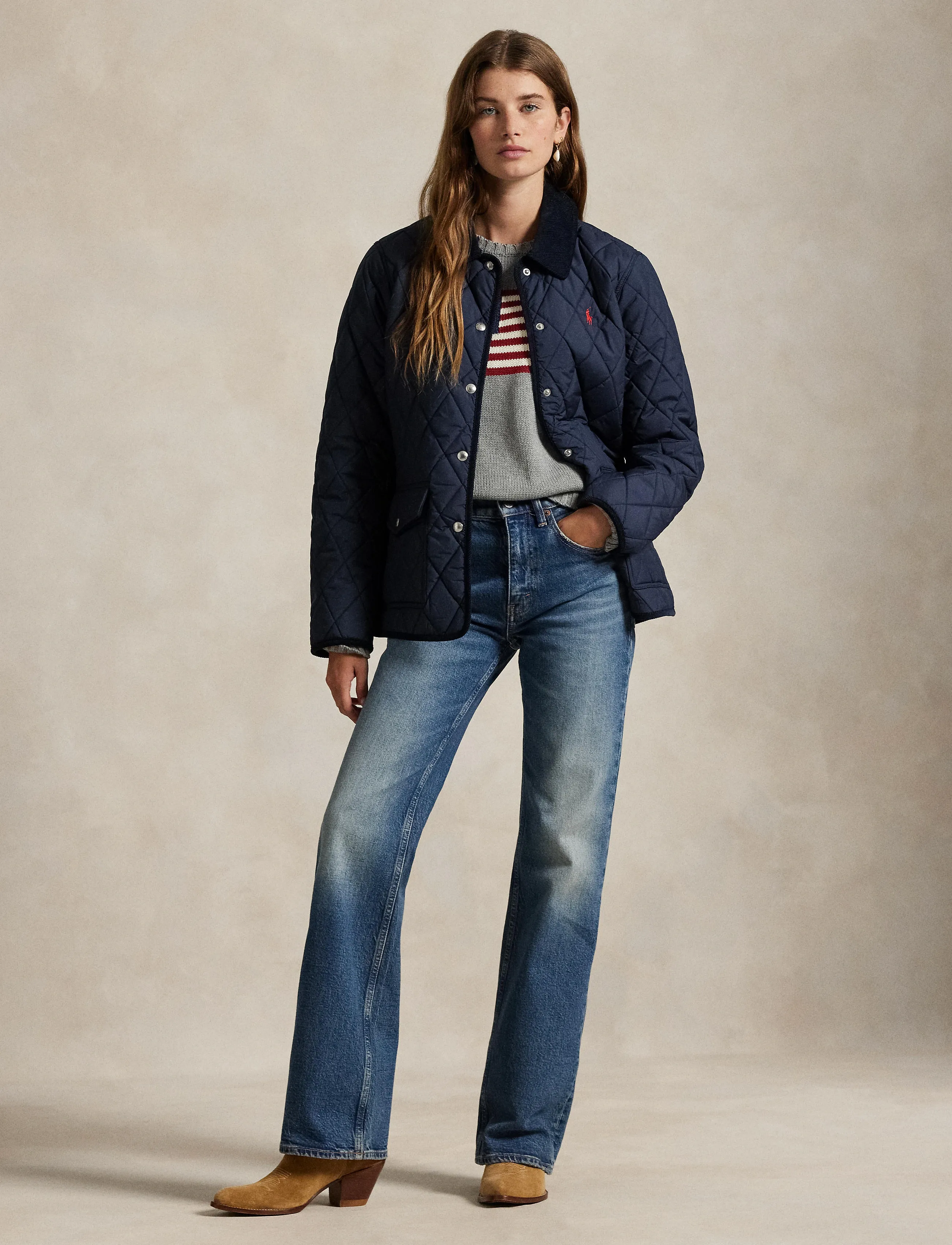 Polo Ralph Lauren - Corduroy-Trim Quilted Barn Jacket - vestes de printemps - rl navy - 2