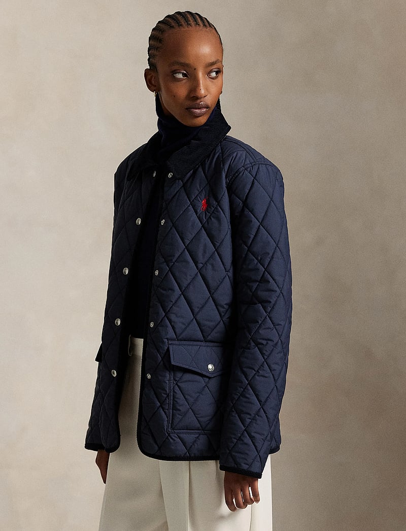 Polo Ralph Lauren - Corduroy-Trim Quilted Barn Jacket - dun- & vadderade jackor - rl navy - 3