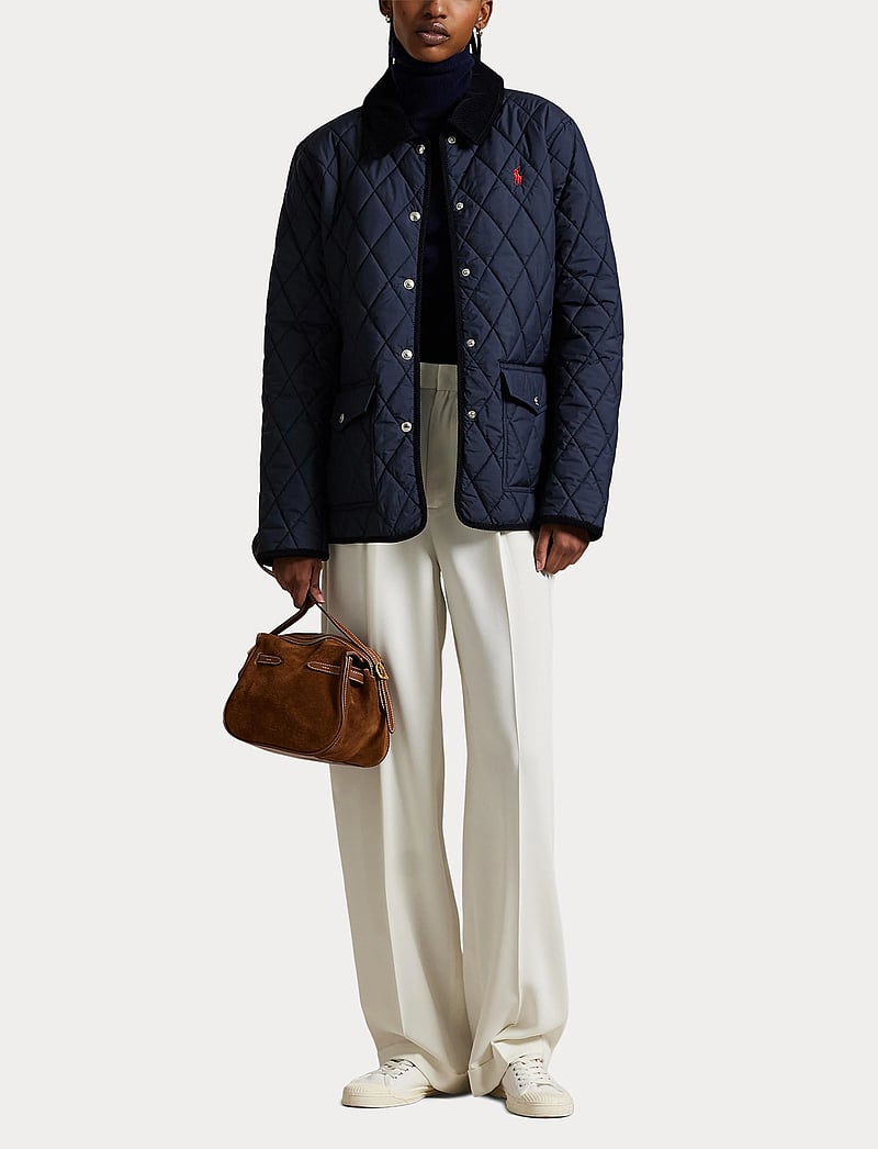 Polo Ralph Lauren - Corduroy-Trim Quilted Barn Jacket - dun- & vadderade jackor - rl navy - 4