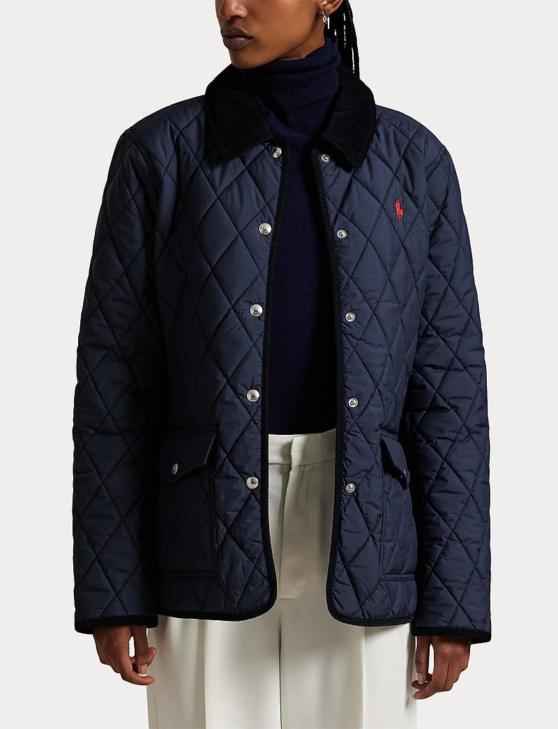 Polo Ralph Lauren - Corduroy-Trim Quilted Barn Jacket - dun- & vadderade jackor - rl navy - 5