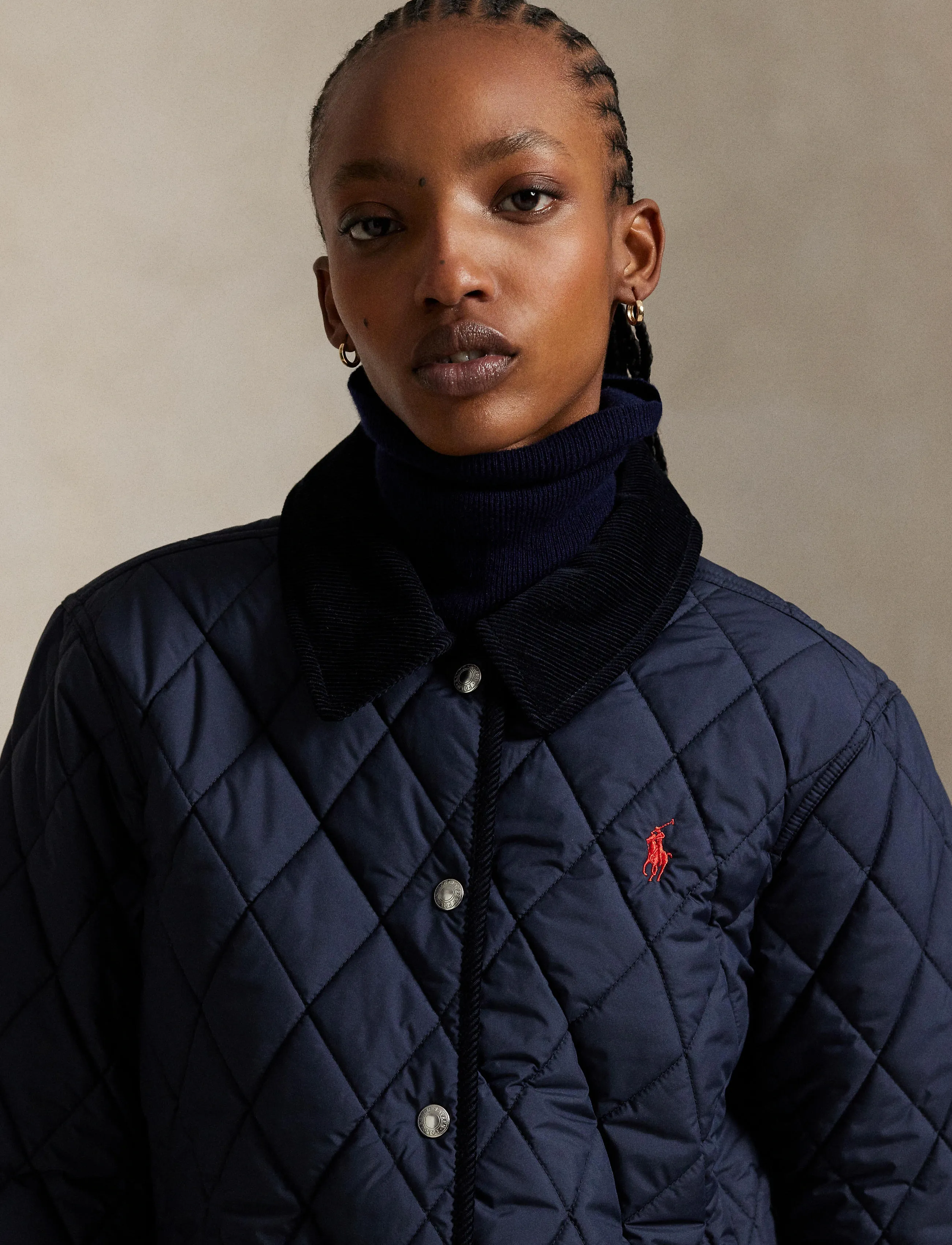 Polo Ralph Lauren - Corduroy-Trim Quilted Barn Jacket - vestes de printemps - rl navy - 4