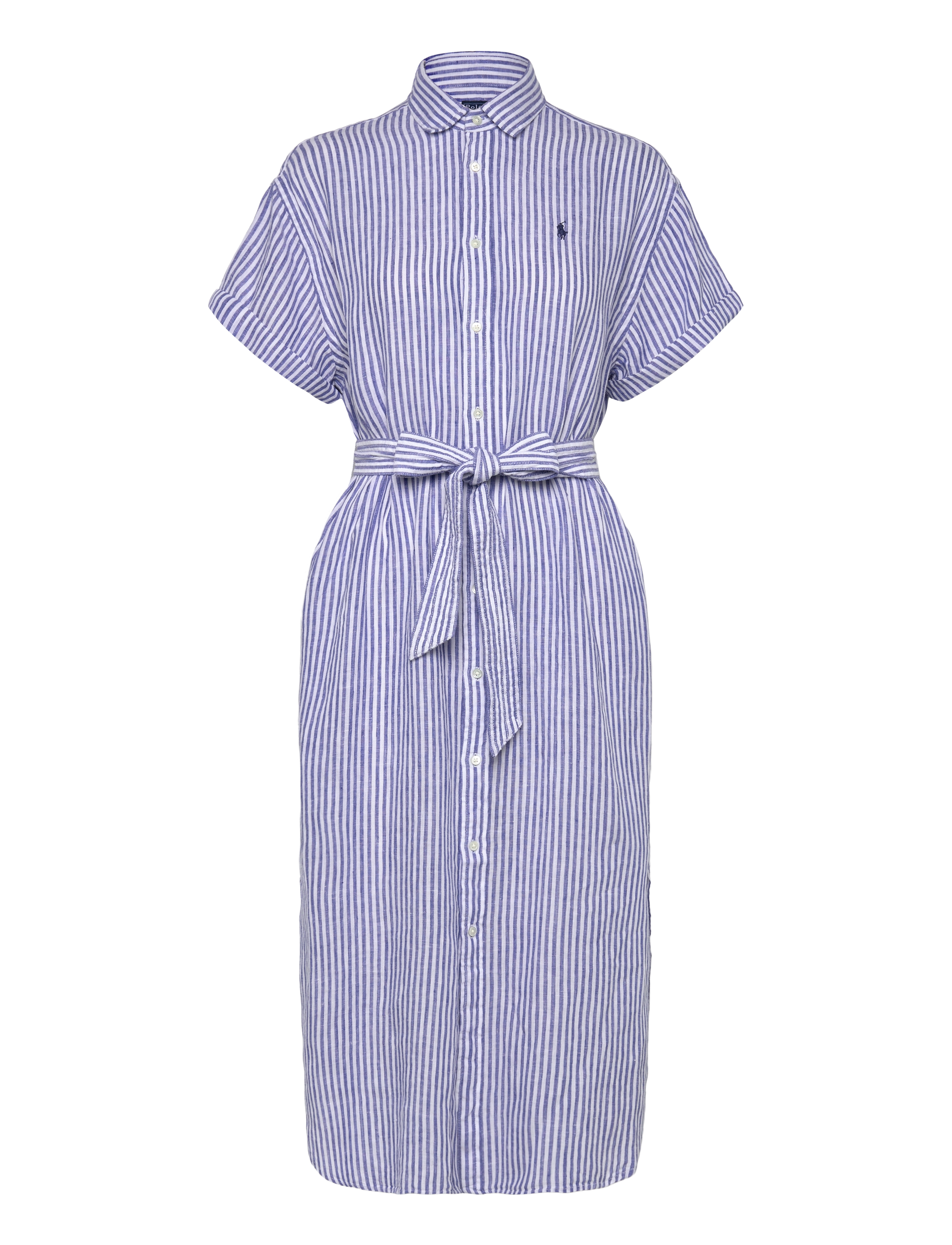 Polo Ralph Lauren Striped Linen Short-Sleeve Shirtdress - Kjoler - 1880B WHITE-ROYAL / blue