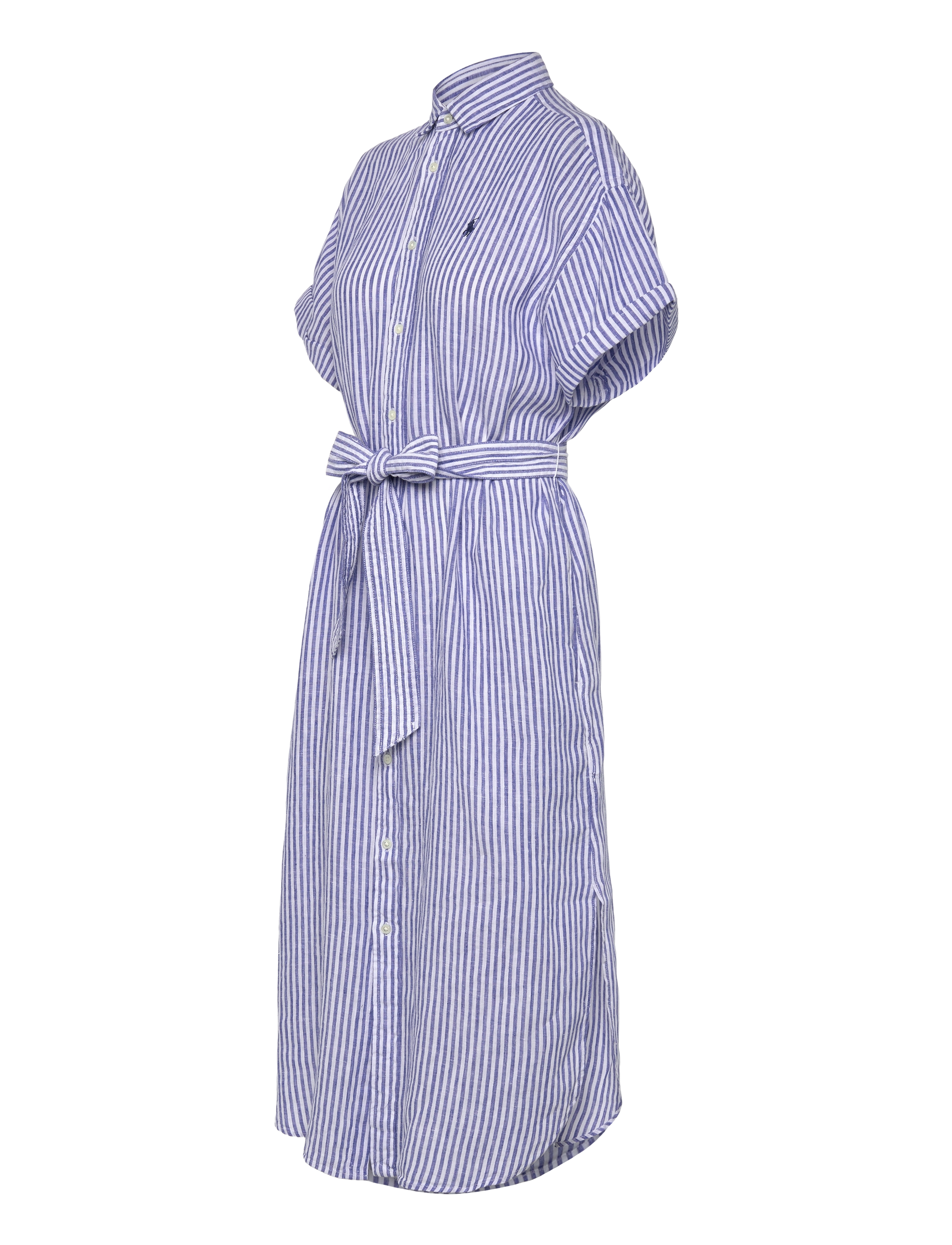 Polo Ralph Lauren - Striped Linen Short-Sleeve Shirtdress - sommerkleider - 1880b white-royal - 2