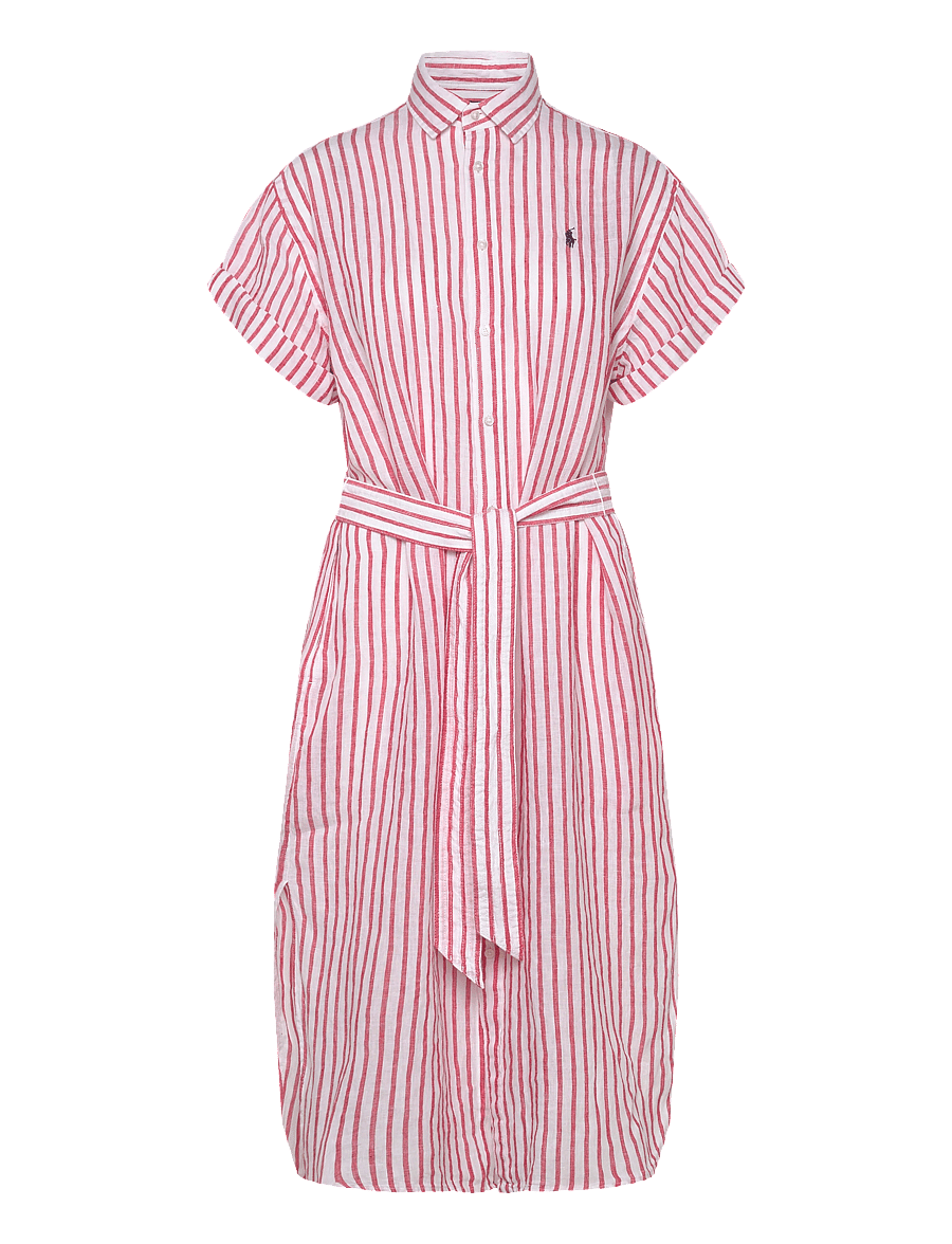 Polo Ralph Lauren - Striped Linen Short-Sleeve Shirtdress - sommerkjoler - 2019a white-red - 1