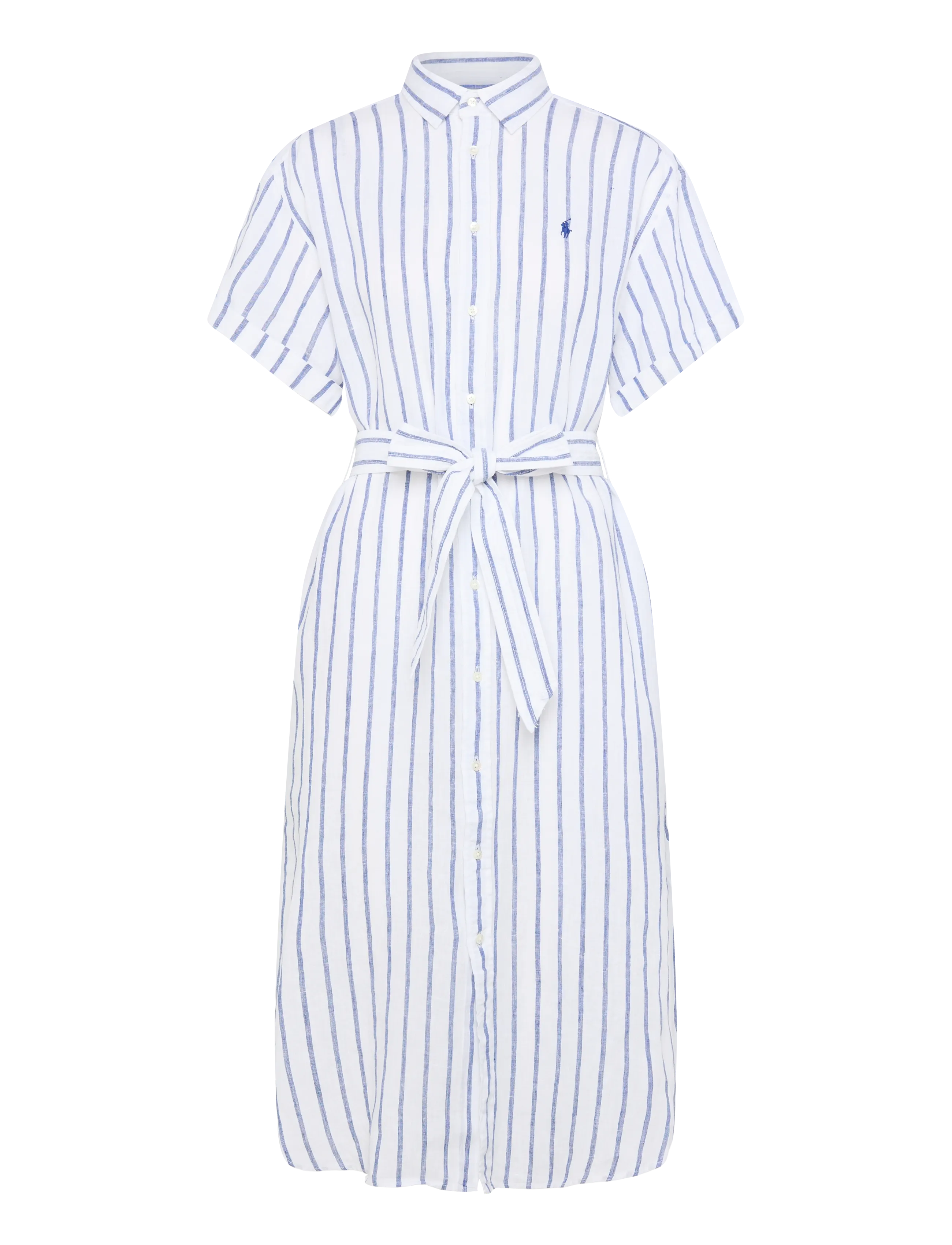 POLO RALPH LAUREN Gestreift Linen Kurz-Sleeve Shirtdress Patterned - 34 - Damen
