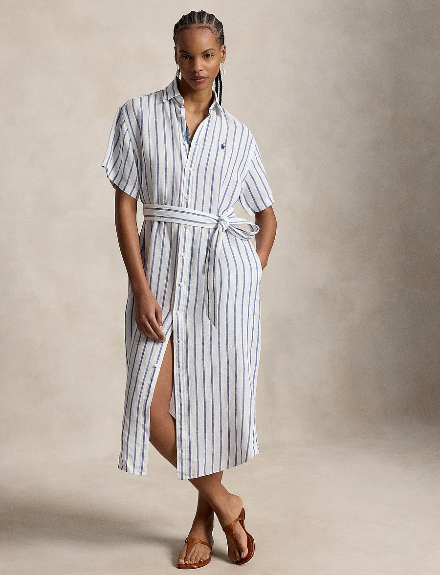 Polo Ralph Lauren - Striped Linen Short-Sleeve Shirtdress - sommerkleider - 2020 white-royal - 5