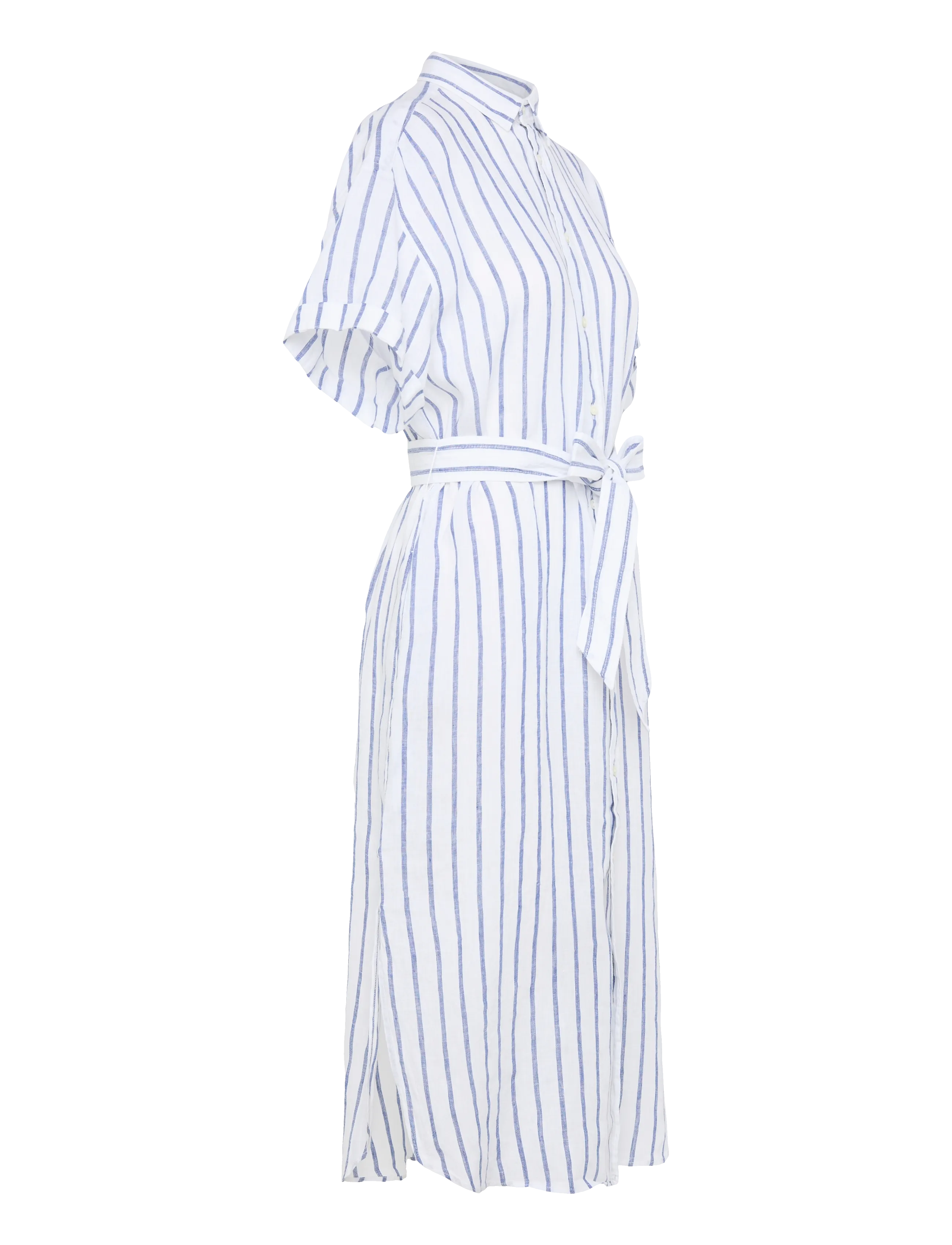 Polo Ralph Lauren - Striped Linen Short-Sleeve Shirtdress - robes d'été - 2020 white-royal - 3
