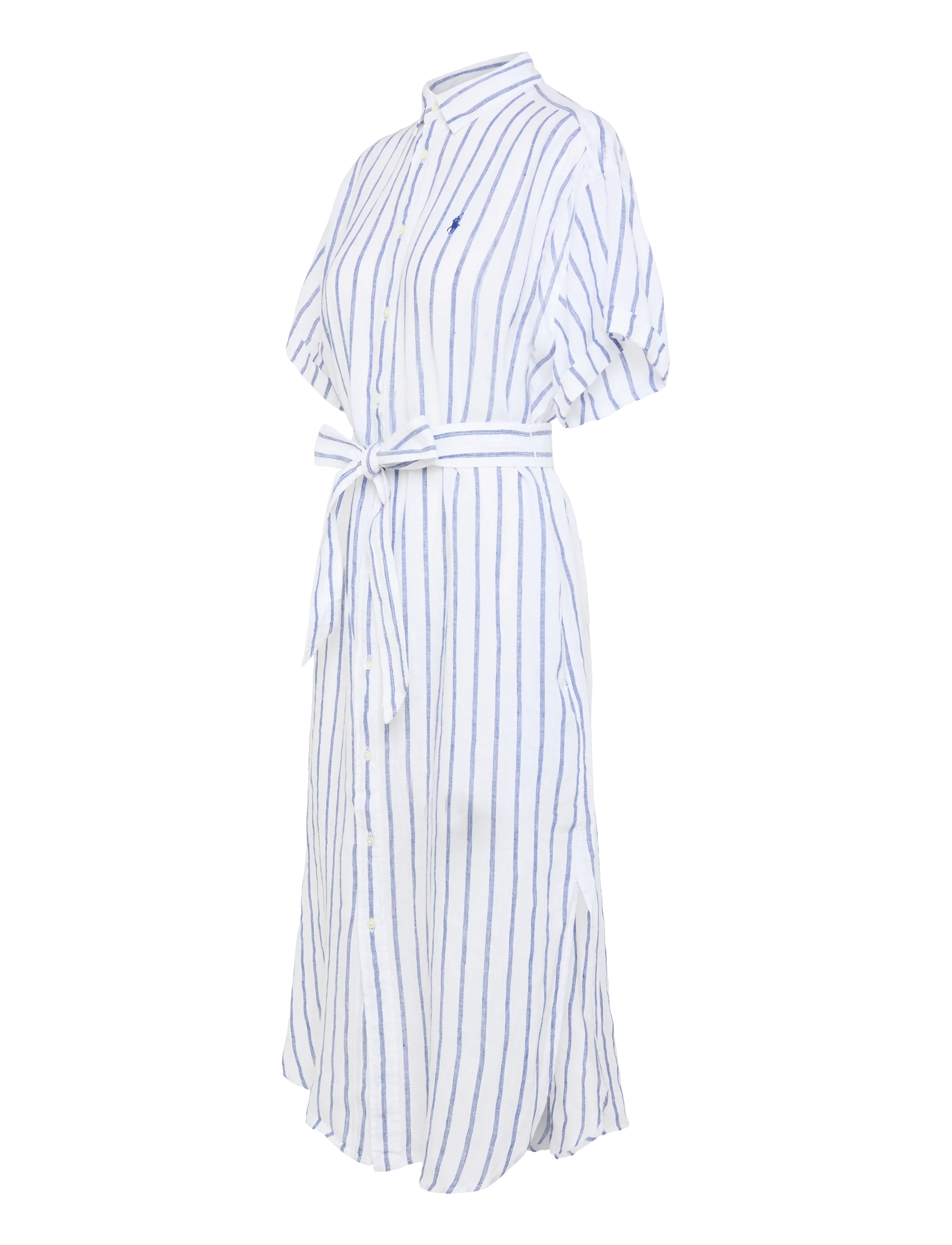 Polo Ralph Lauren - Striped Linen Short-Sleeve Shirtdress - robes d'été - 2020 white-royal - 4