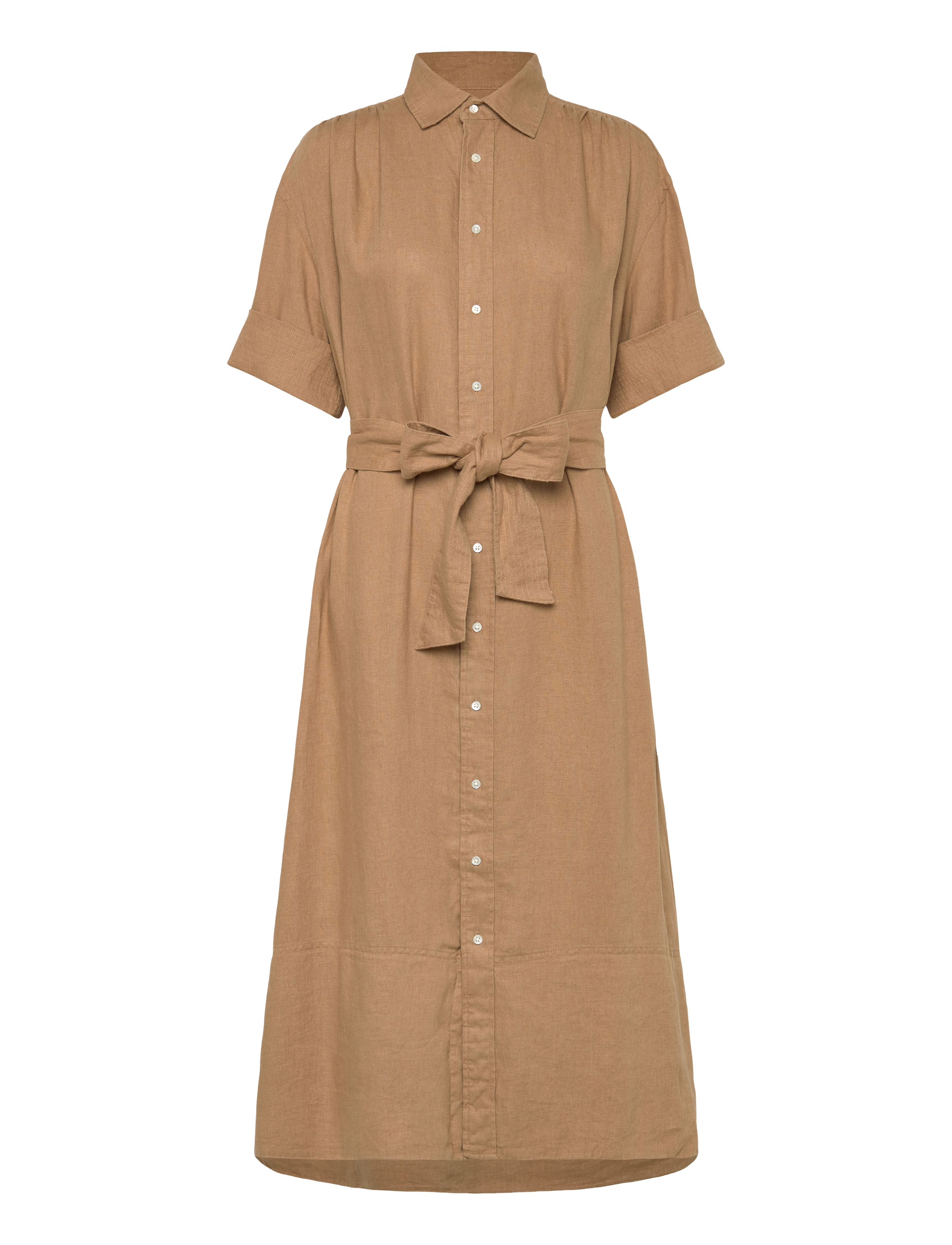 Polo Ralph Lauren Belted Linen Shirtdress - Ralph Lauren - CAMEL / beige