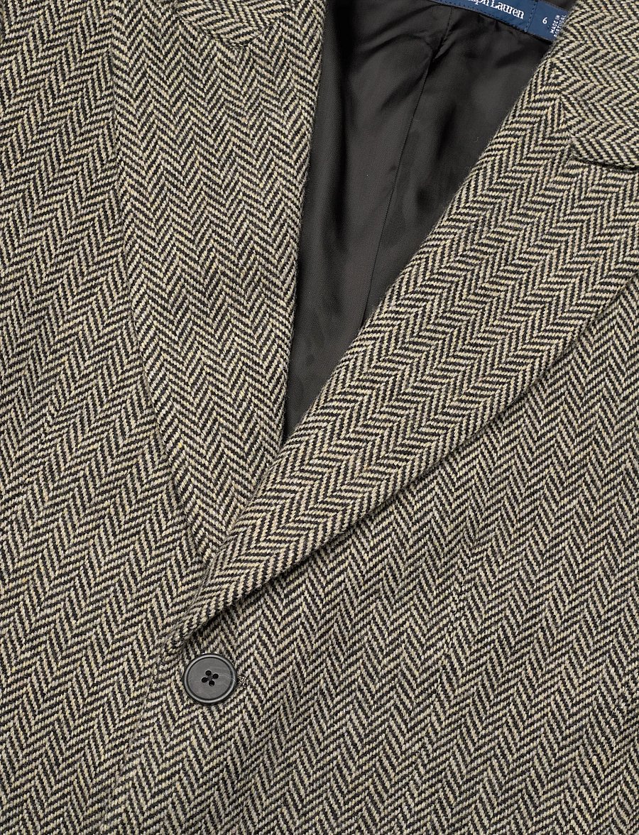 Polo Ralph Lauren - 2/15NM WL HRRNGBONE-WVN-COAT - vestes d'hiver - black/cream herri - 2