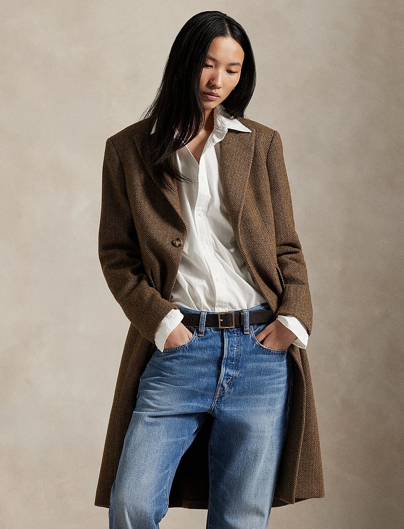 Polo Ralph Lauren - Wool-Blend Herringbone Coat - ullkappor - brown/tan herring - 0