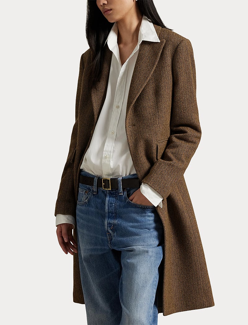 Polo Ralph Lauren - Wool-Blend Herringbone Coat - ullkappor - brown/tan herring - 5