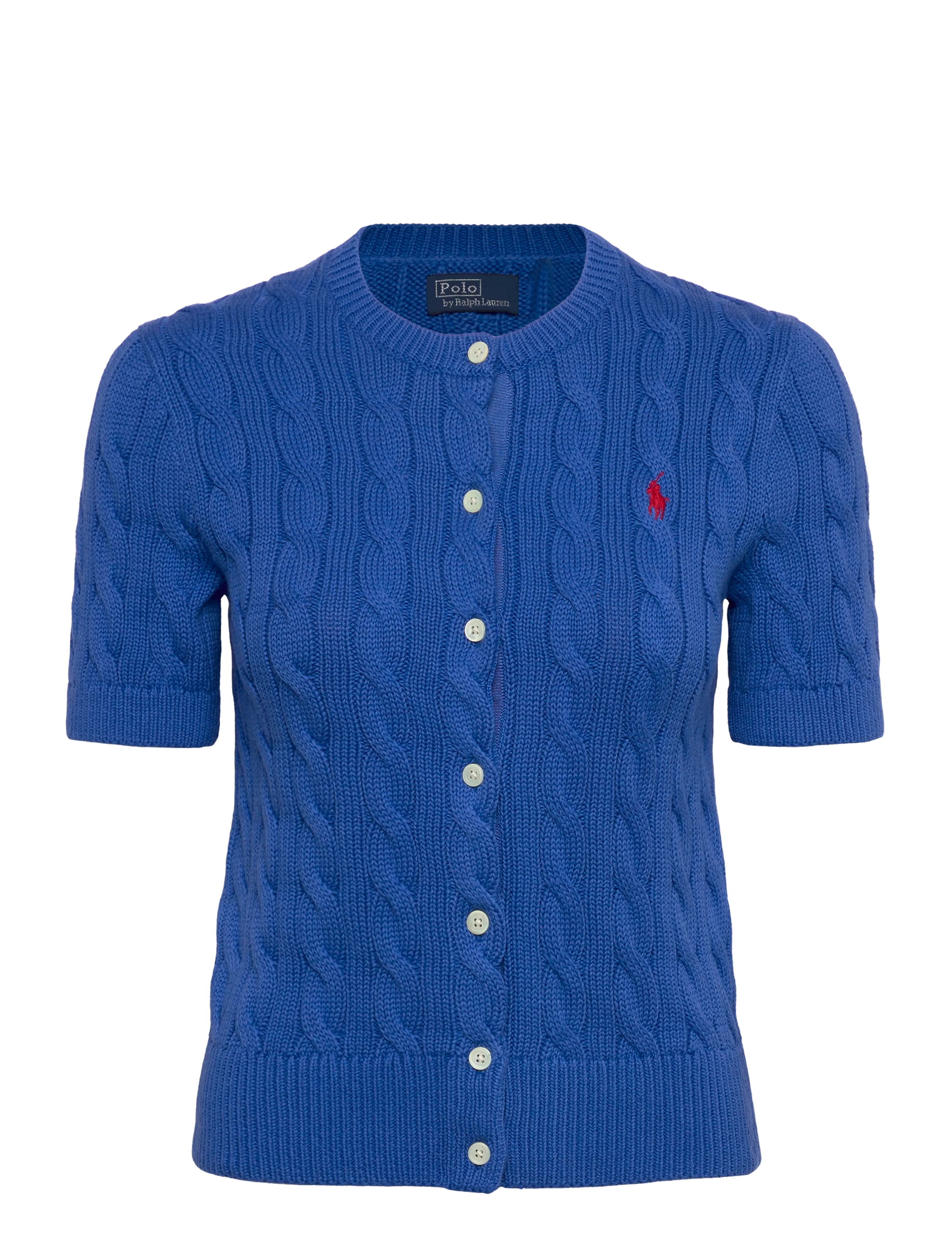 Polo Ralph Lauren Cable-Knit Cotton Short-Sleeve Cardigan - Koftor - GALA BLUE / blue