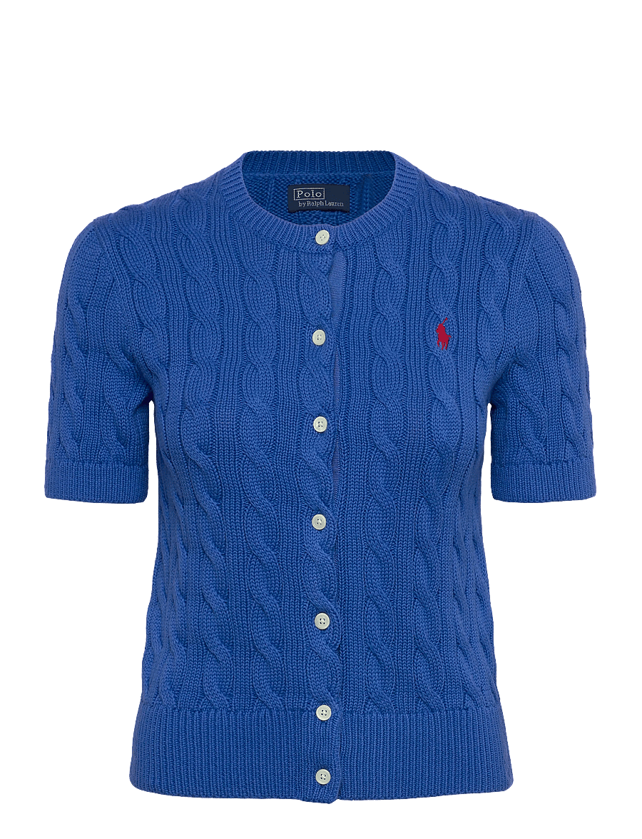 Polo Ralph Lauren - Cable-Knit Cotton Short-Sleeve Cardigan - cardigans - gala blue - 1