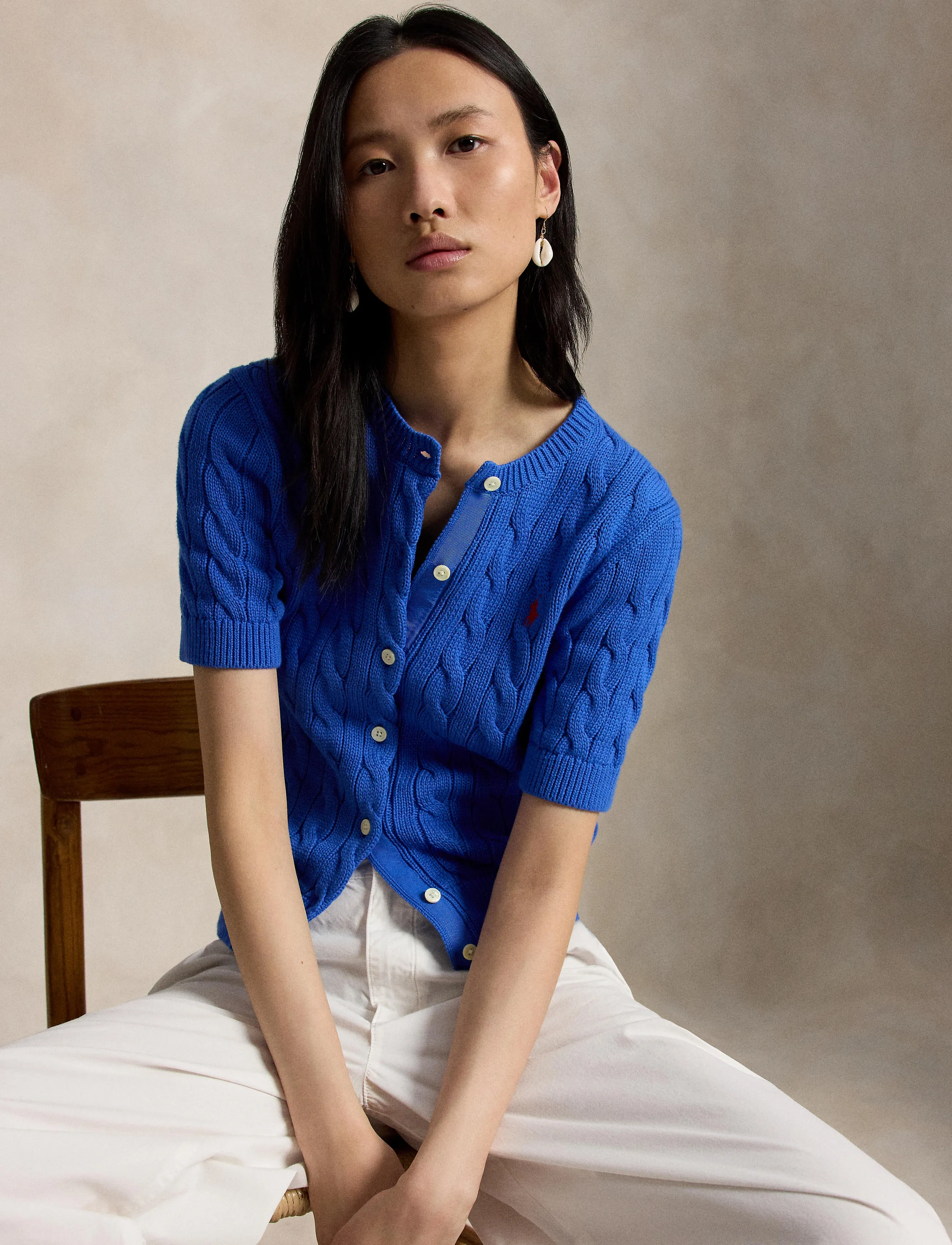 Polo Ralph Lauren - Cable-Knit Cotton Short-Sleeve Cardigan - vesten - gala blue - 3