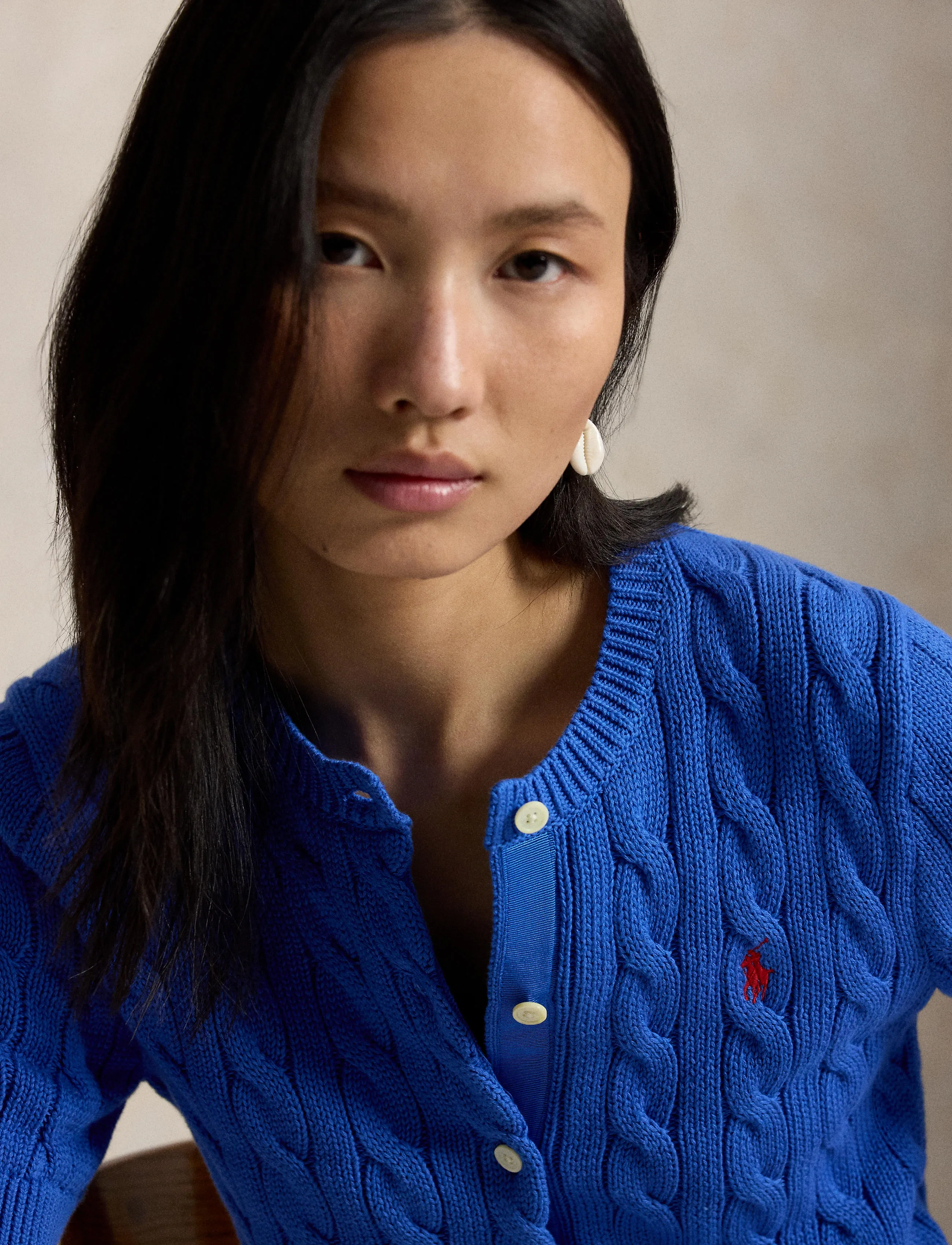 Polo Ralph Lauren - Cable-Knit Cotton Short-Sleeve Cardigan - vesten - gala blue - 4