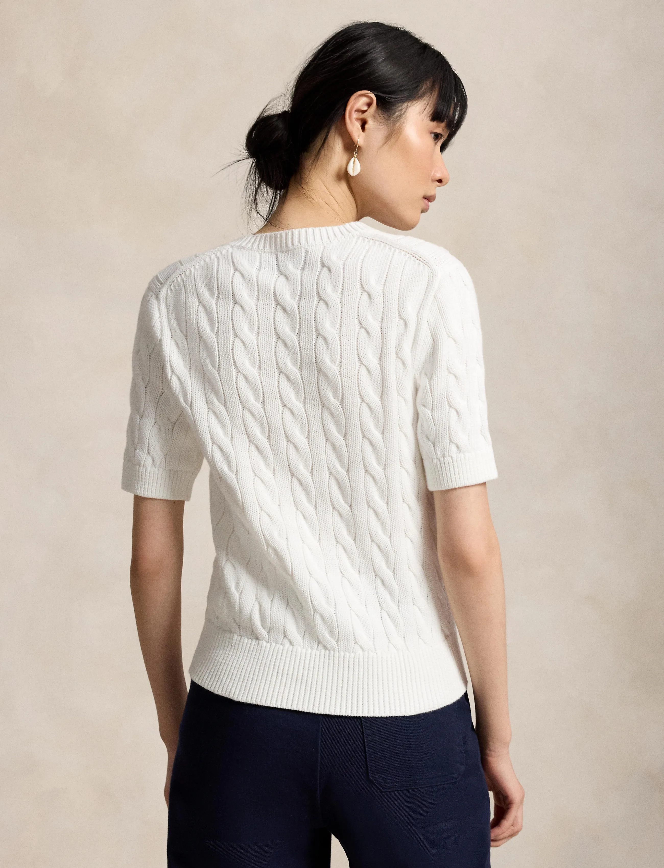 Polo Ralph Lauren - Cable-Knit Cotton Short-Sleeve Cardigan - gilets - white - 5