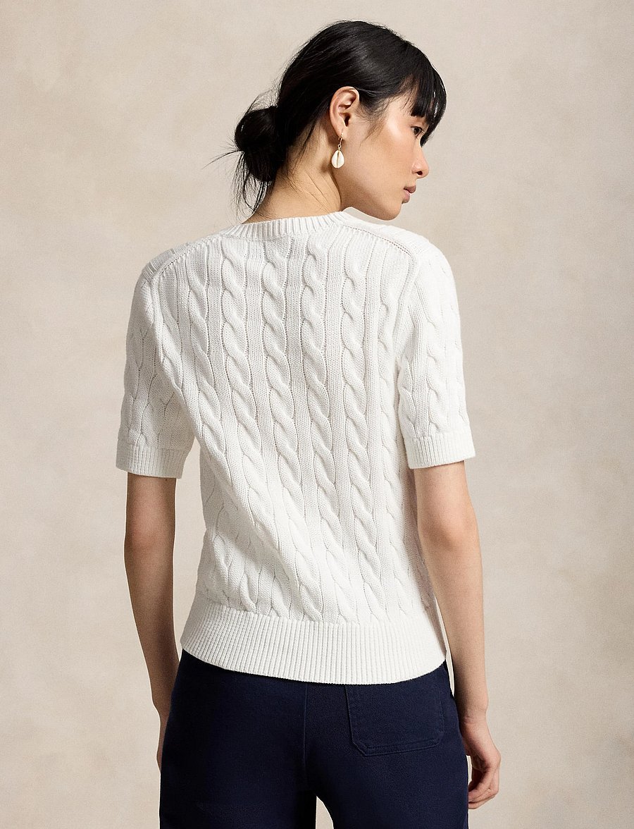 Polo Ralph Lauren - Cable-Knit Cotton Short-Sleeve Cardigan - cardigans - white - 5