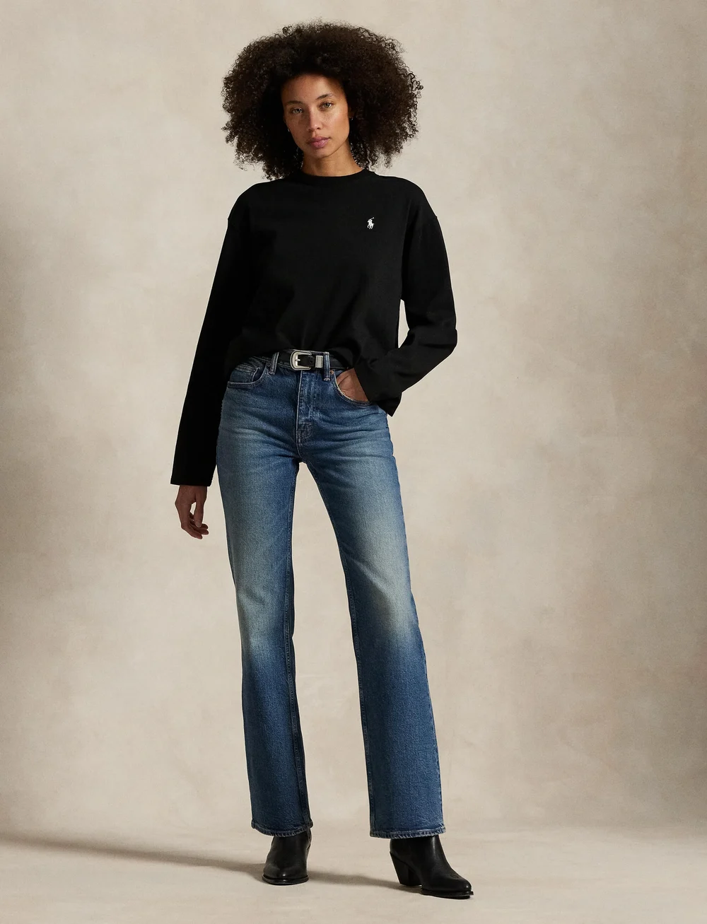 Polo Ralph Lauren - Cotton Jersey Long-Sleeve Tee - t-paidat & topit - polo black - 0