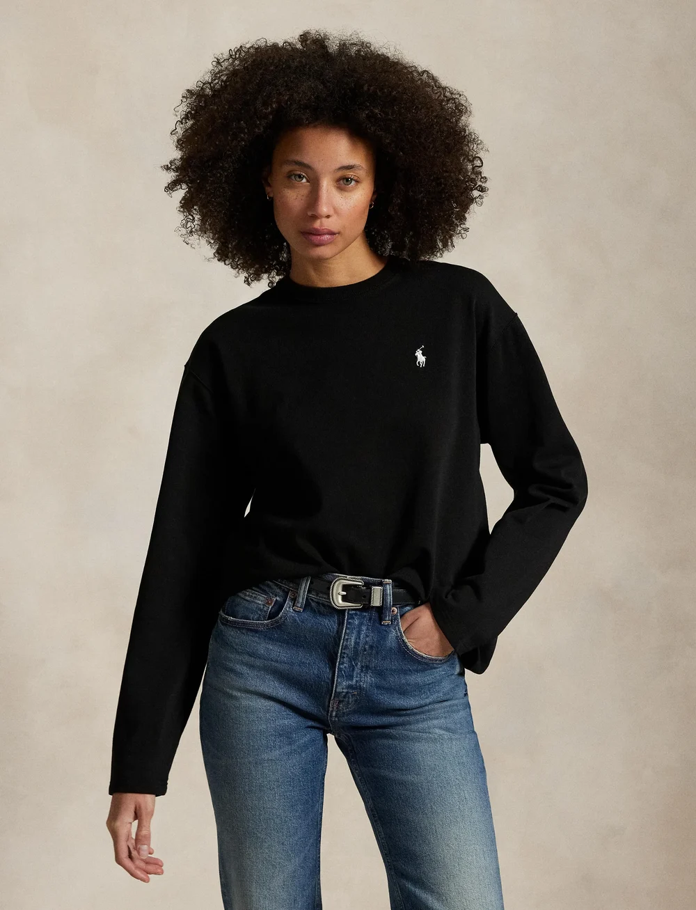 Polo Ralph Lauren - Cotton Jersey Long-Sleeve Tee - t-paidat & topit - polo black - 3