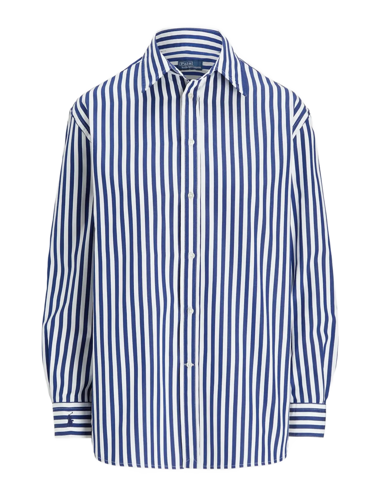 Oversize Fit Striped Cotton Shirt - 1323 FALL ROYAL/