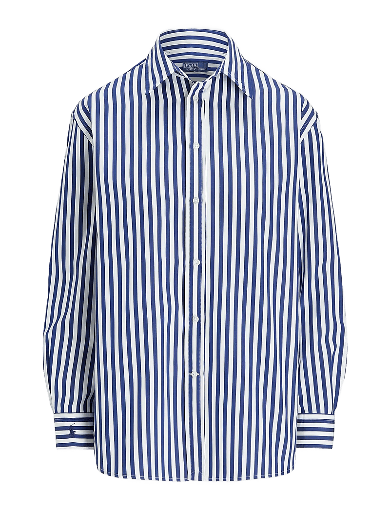 Polo Ralph Lauren - Oversize Fit Striped Cotton Shirt - teksasärgid - 1323 fall royal/ - 0