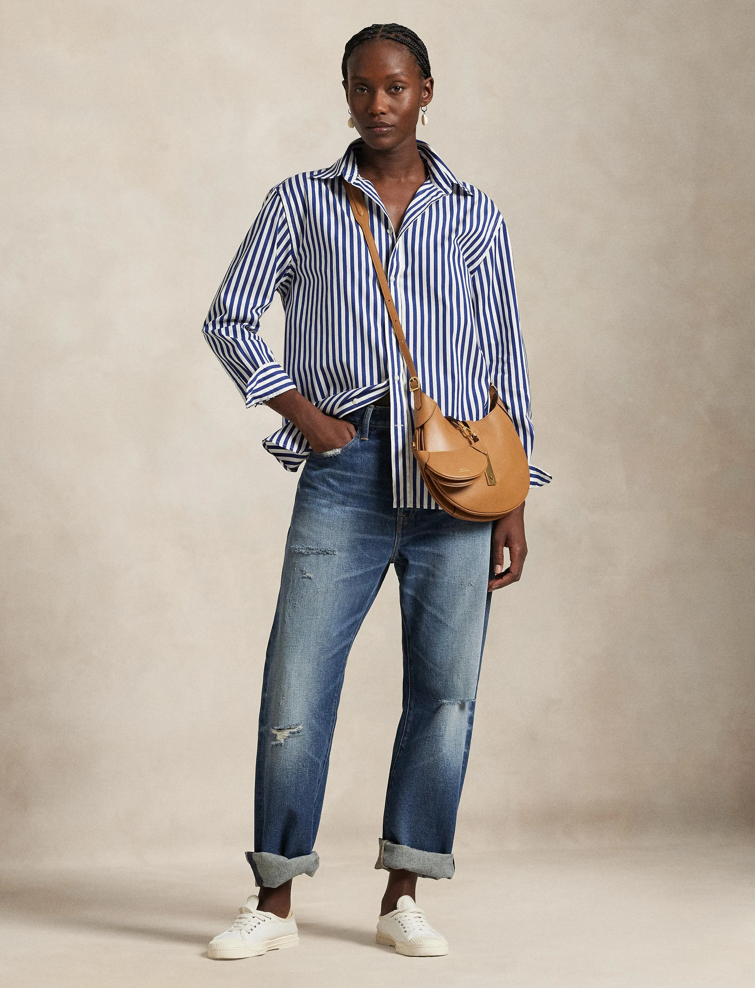 Polo Ralph Lauren - Oversize Fit Striped Cotton Shirt - 1323 fall royal - 3
