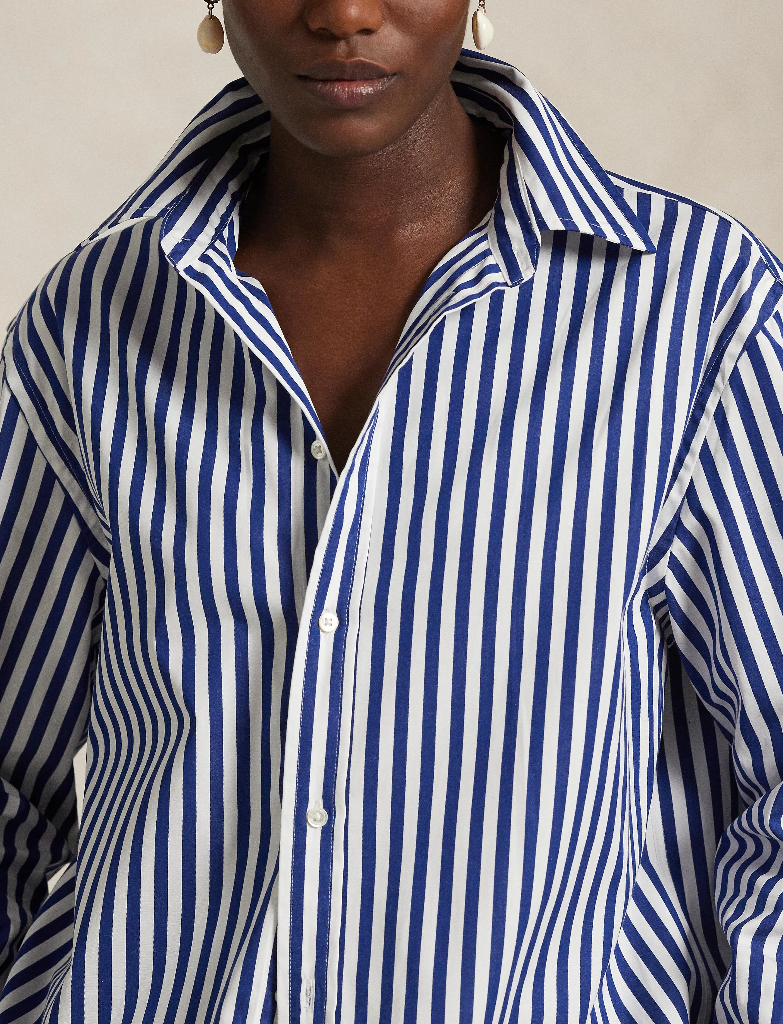 Polo Ralph Lauren - Oversize Fit Striped Cotton Shirt - 1323 fall royal - 4