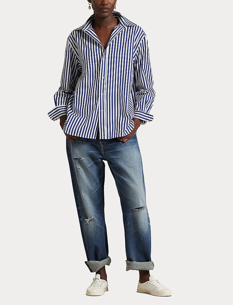 Polo Ralph Lauren - Oversize Fit Striped Cotton Shirt - teksasärgid - 1323 fall royal - 4