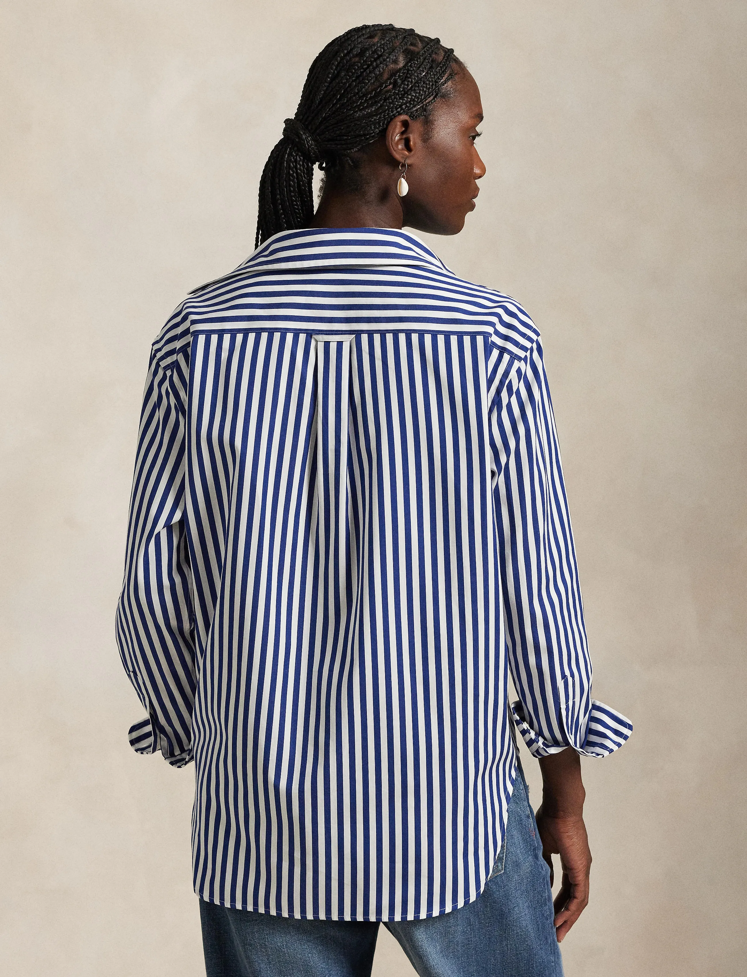 Polo Ralph Lauren - Oversize Fit Striped Cotton Shirt - 1323 fall royal - 5
