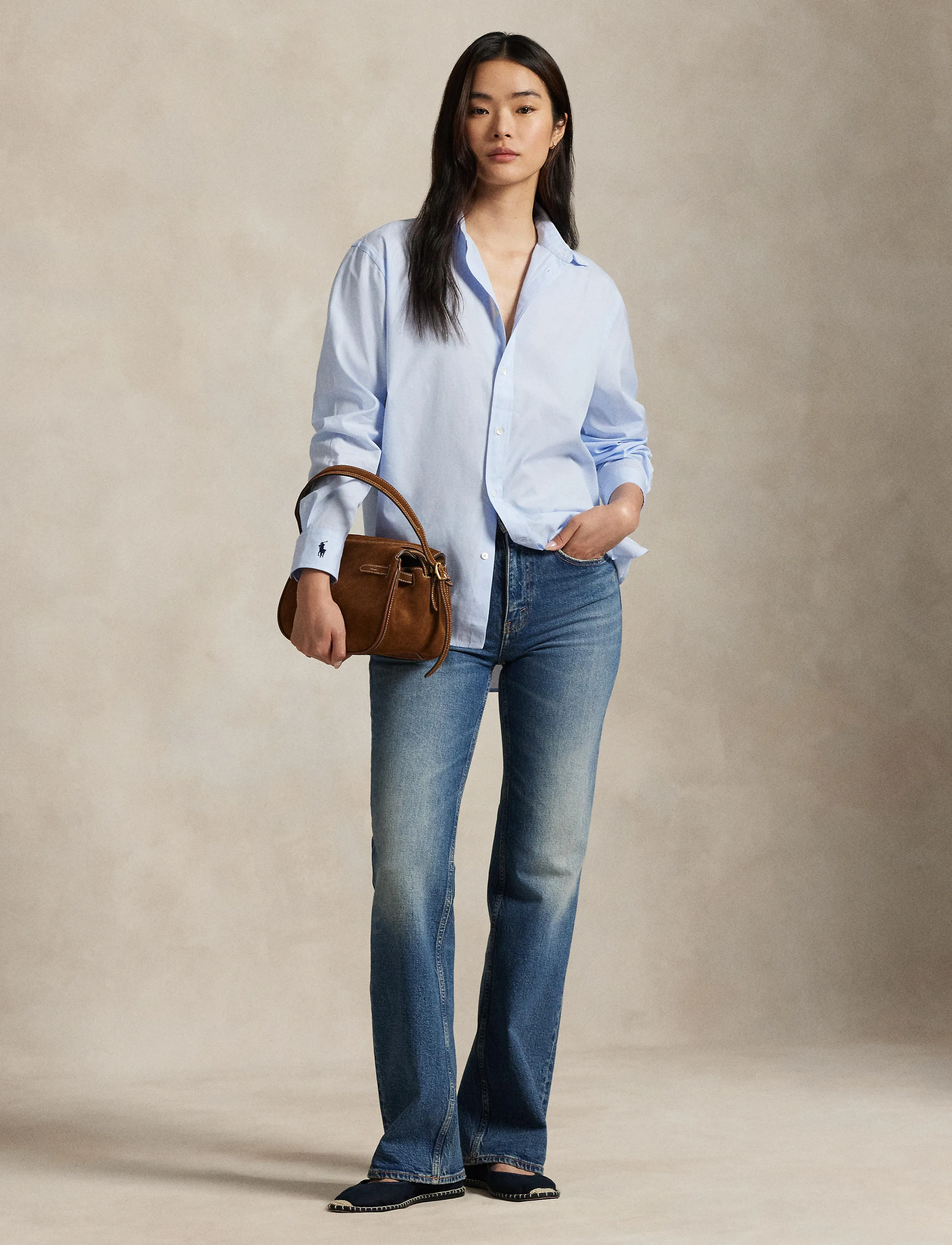 Polo Ralph Lauren Oversize Fit Cotton Shirt - Blouses & Shirts - LIGHT BLUE / blue