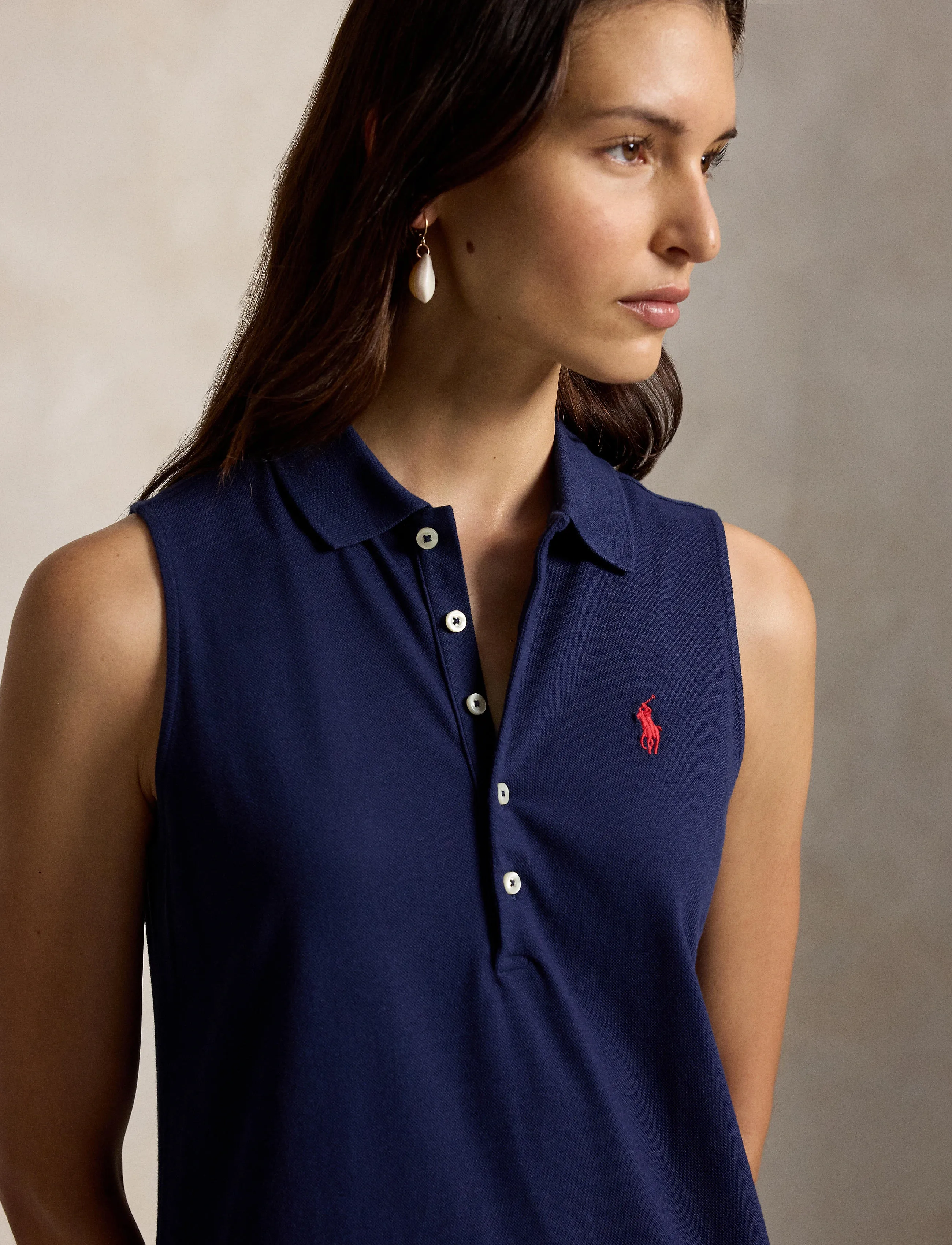 Polo Ralph Lauren - Stretch-Cotton Sleeveless Polo Dress - vasaras kleitas - newport navy - 4