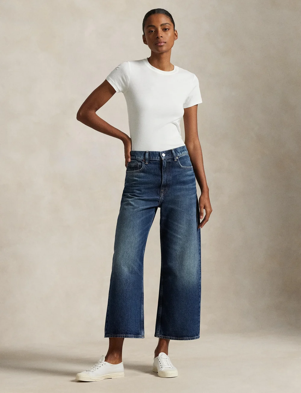 Polo Ralph Lauren - High-Rise Wide-Leg Crop Jean - vida jeans - mylio wash - 3