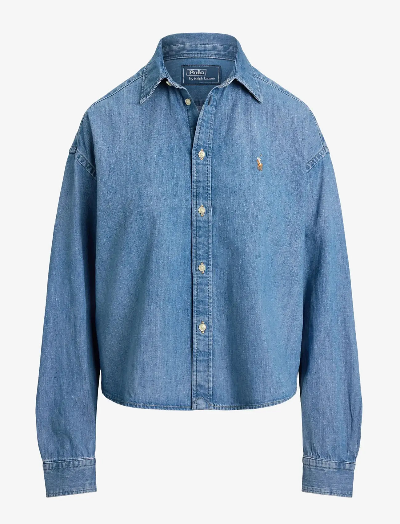 Polo Ralph Lauren - Cropped Boxy Denim Shirt - denimskjorter - zaia wash - 1