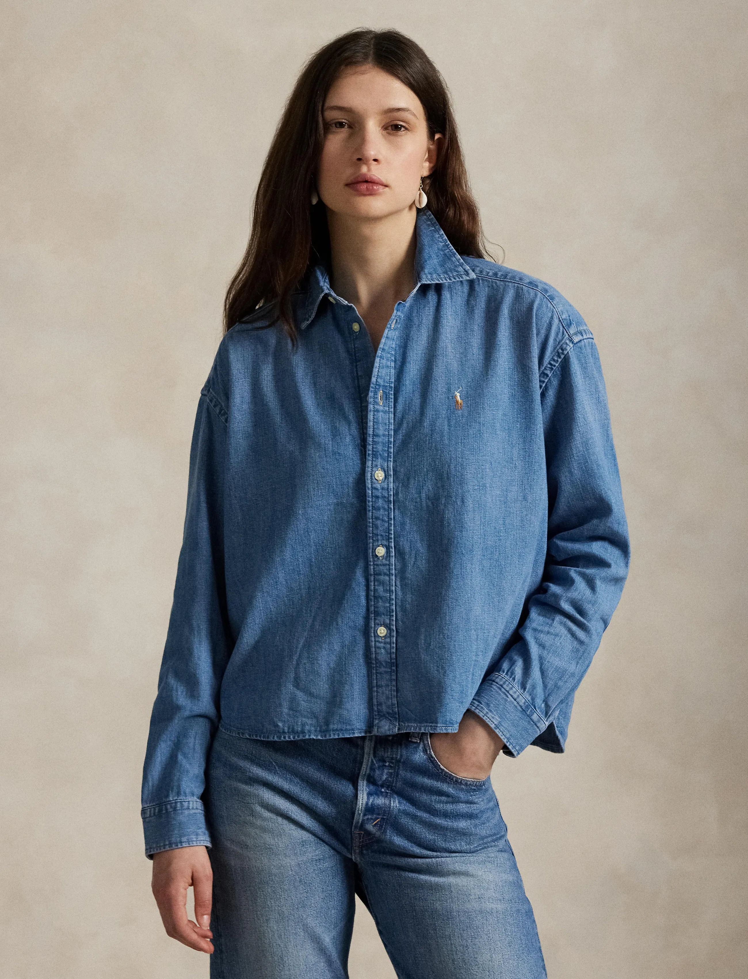 Polo Ralph Lauren - Cropped Boxy Denim Shirt - zaia wash - 3