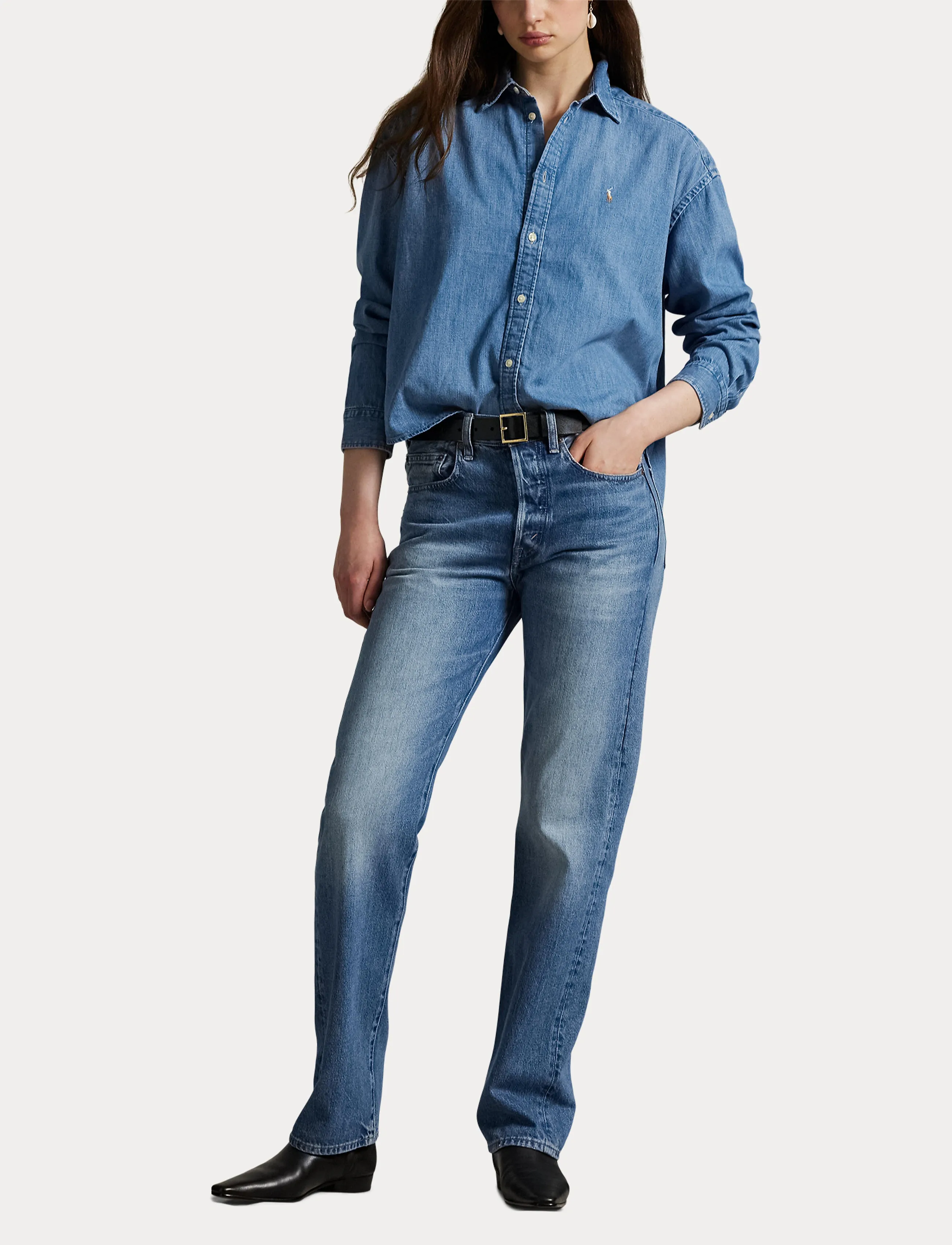 Polo Ralph Lauren - Cropped Boxy Denim Shirt - zaia wash - 4