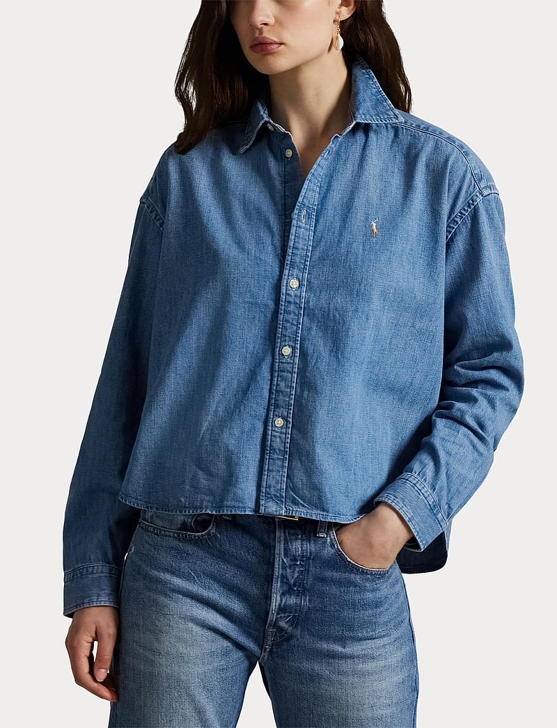 Polo Ralph Lauren - Cropped Boxy Denim Shirt - denimskjorter - zaia wash - 5