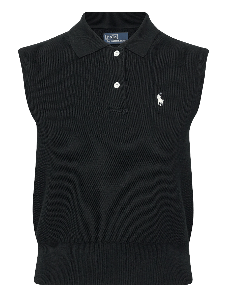 Polo Ralph Lauren - Cotton Cropped Sleeveless Polo Sweater - Ärmellose tops - polo black - 0