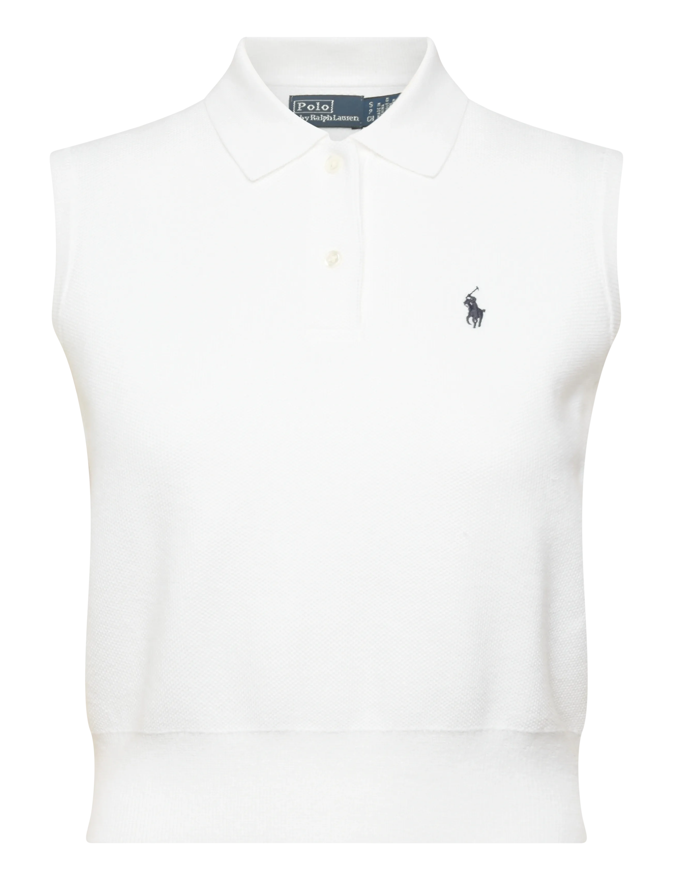 Polo Ralph Lauren Cotton Cropped Sleeveless Polo Sweater - Neulepuserot - WHITE / white
