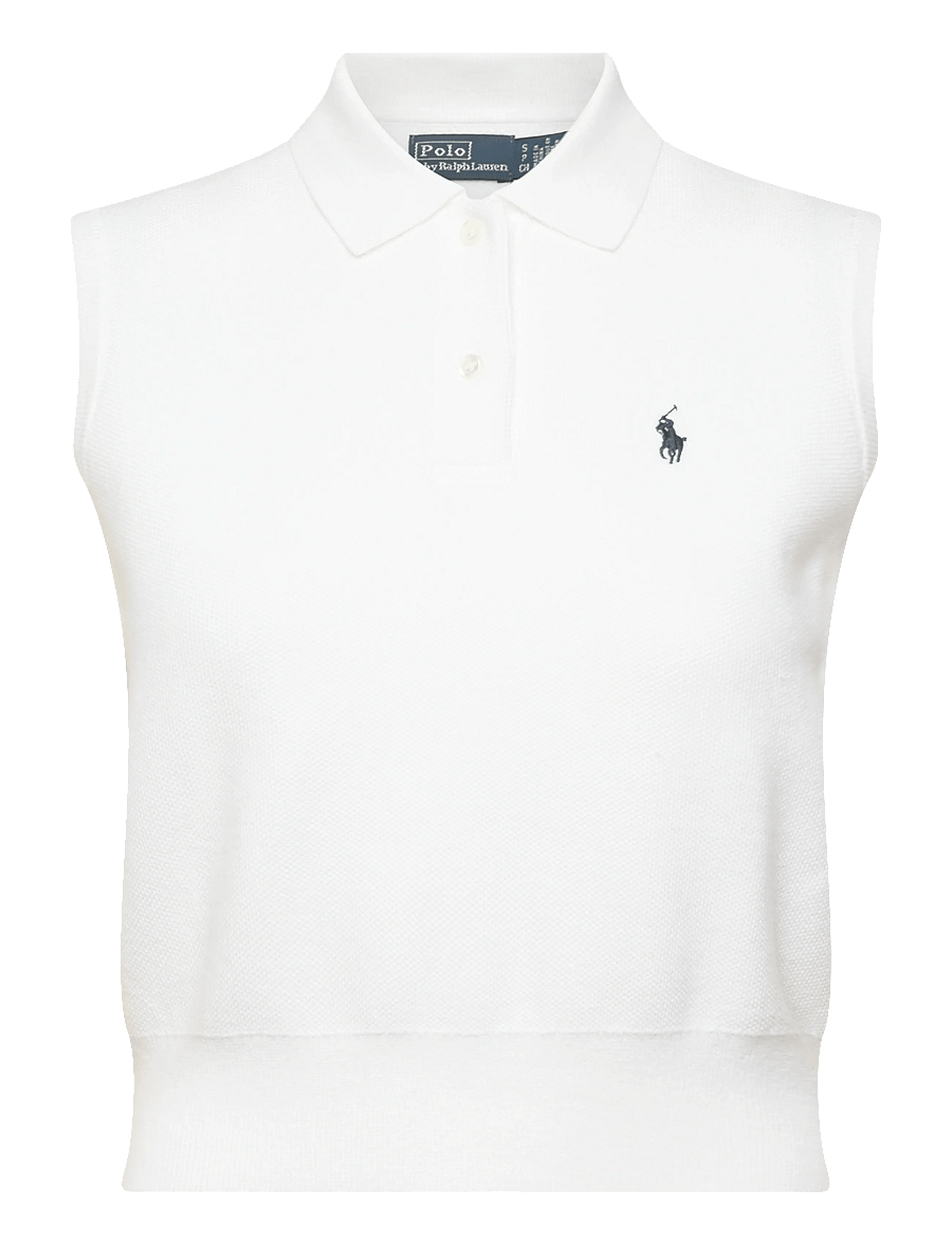 Polo Ralph Lauren - Cotton Cropped Sleeveless Polo Sweater - Ärmellose tops - white - 0