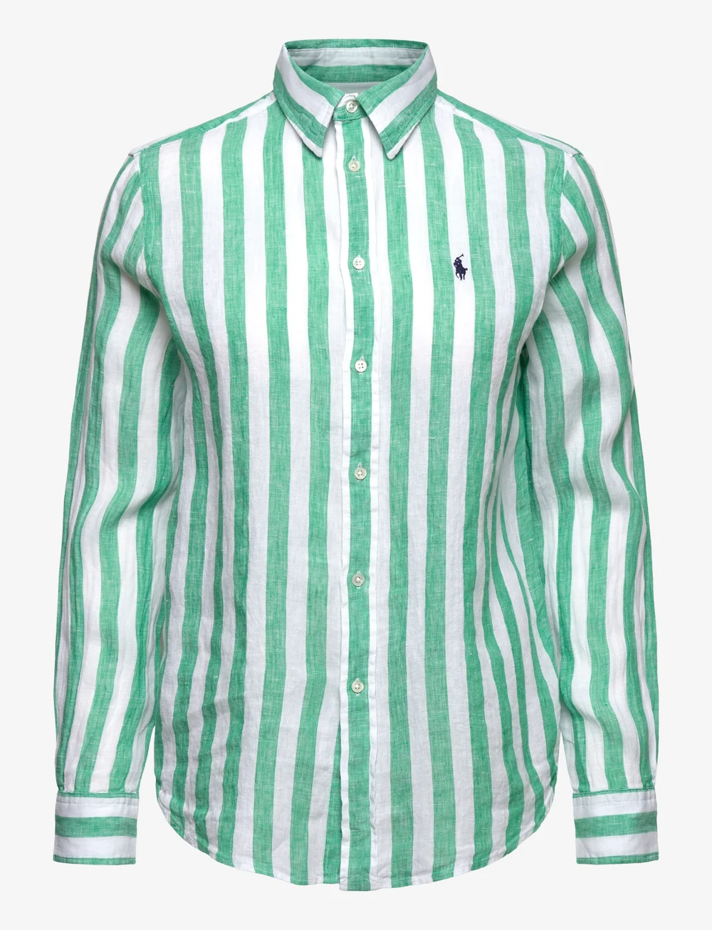 Polo Ralph Lauren - Classic Fit Striped Linen Shirt - linneskjortor - 4567b green/white - 0