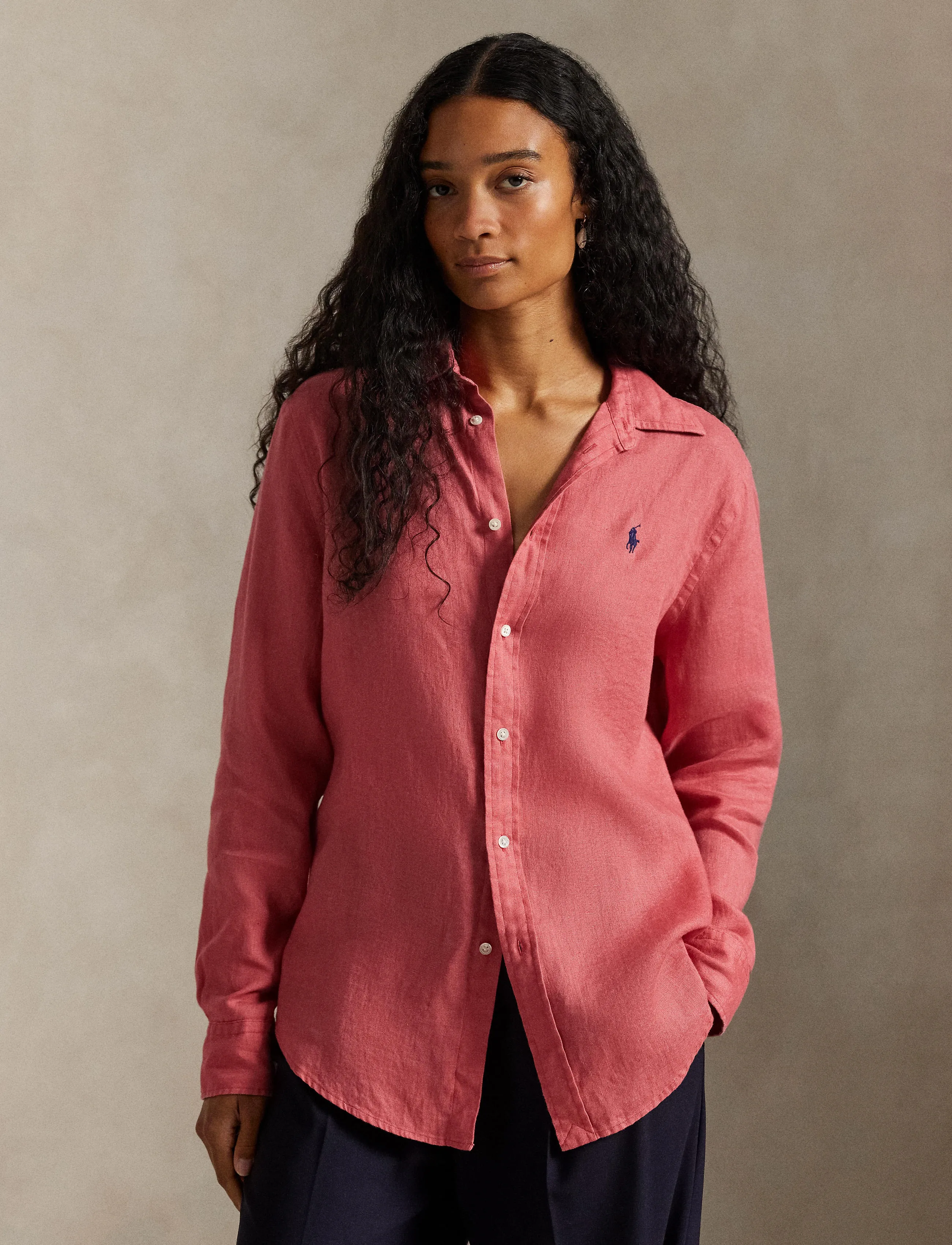 Polo Ralph Lauren 17/1 Pd Linen-Lsl-Bfs, L, Shirts, Koralle - Linen Frauen