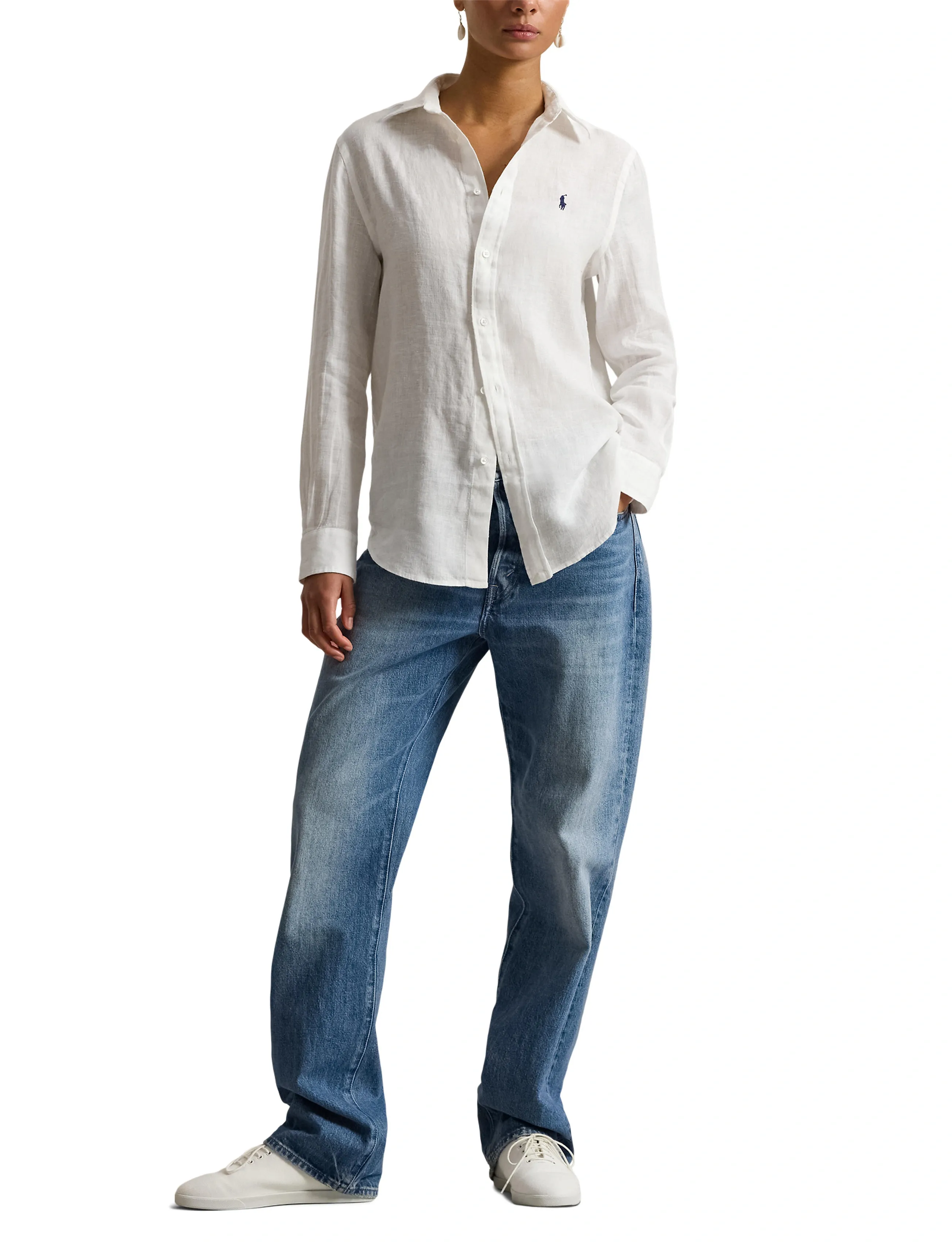 Polo Ralph Lauren Classic Fit Linen Shirt - Naistele - CLASSIC OXFORD WH / white