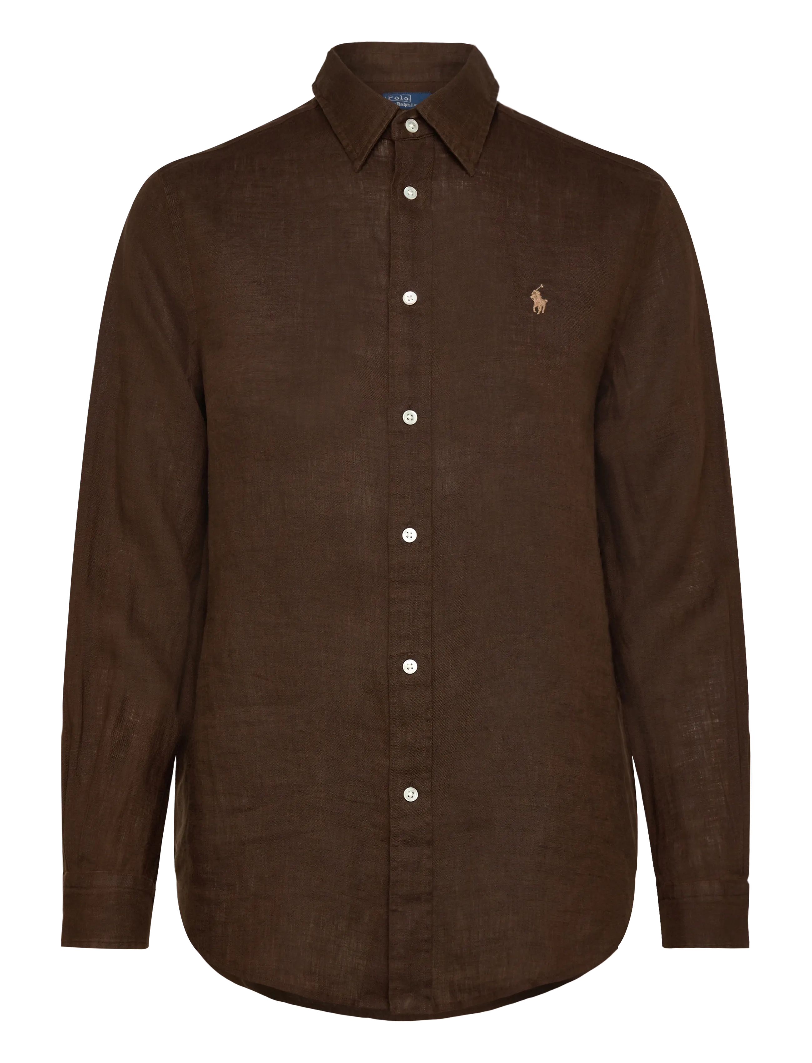 Classic Fit Linen Shirt - DARK BROWN