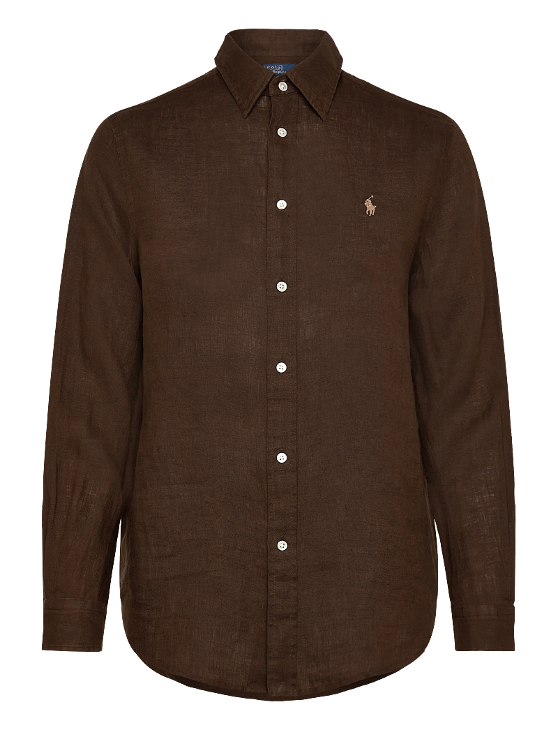 Polo Ralph Lauren - Classic Fit Linen Shirt - denimskjorter - dark brown - 0
