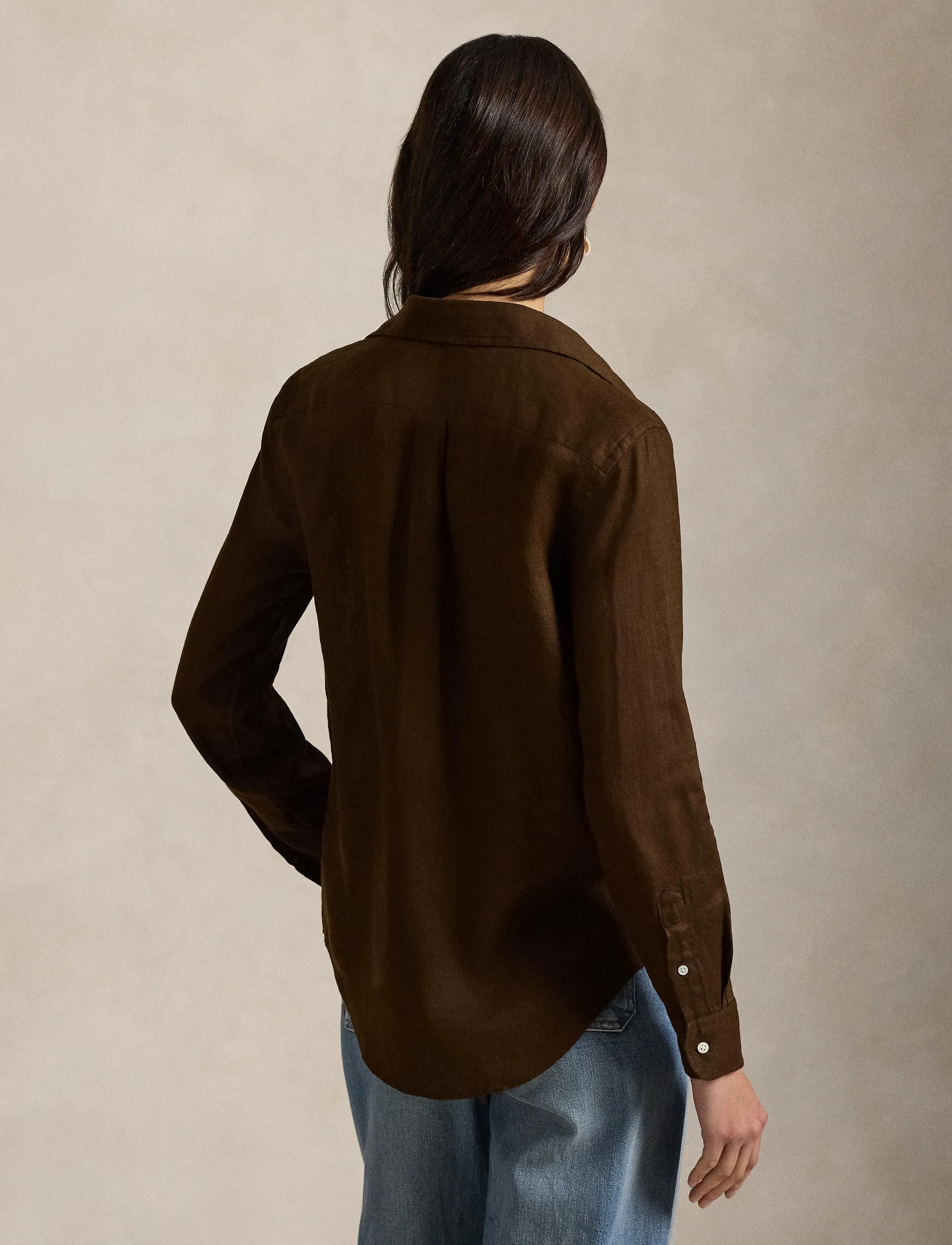 Polo Ralph Lauren - Classic Fit Linen Shirt - džinsiniai marškiniai - dark brown - 3