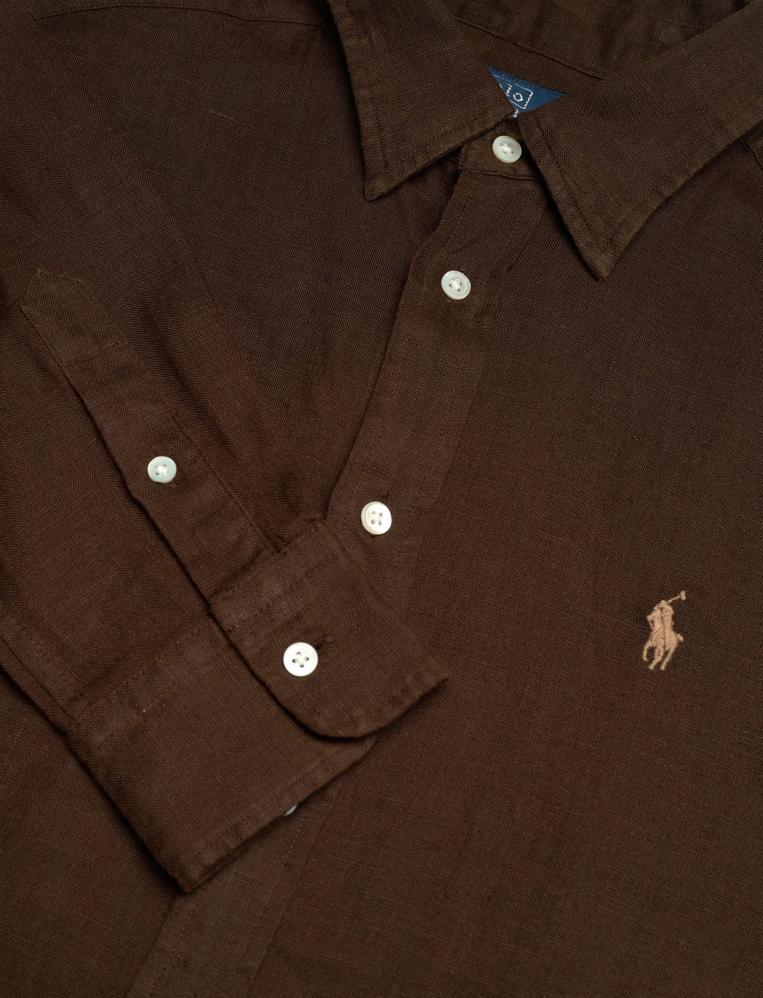 Polo Ralph Lauren - Classic Fit Linen Shirt - džinsiniai marškiniai - dark brown - 5