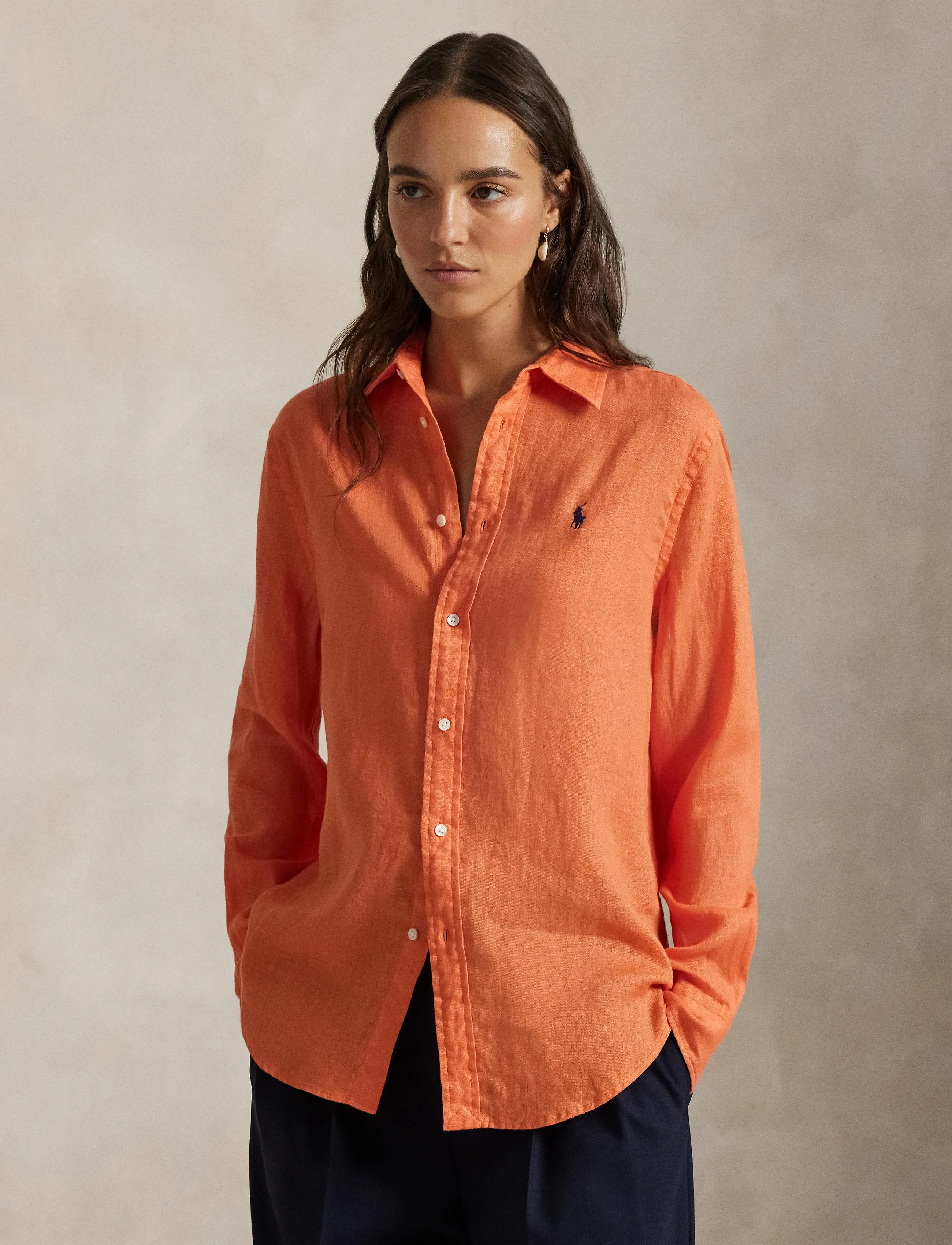 Polo Ralph Lauren - Classic Fit Linen Shirt - denimskjorter - true orange - 3
