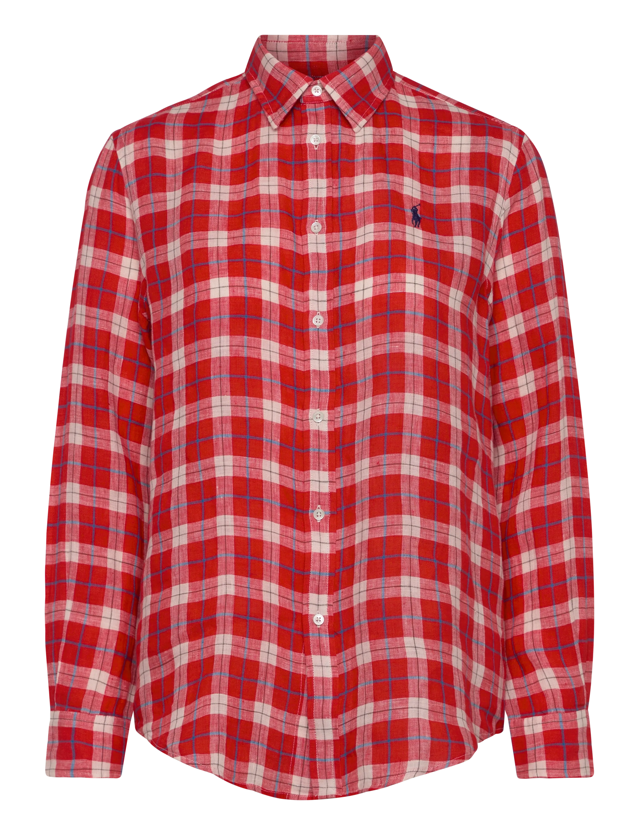 Polo Ralph Lauren Classic Fit Plaid Linen Shirt, M, Red, Bluser > Langærmede, Dame