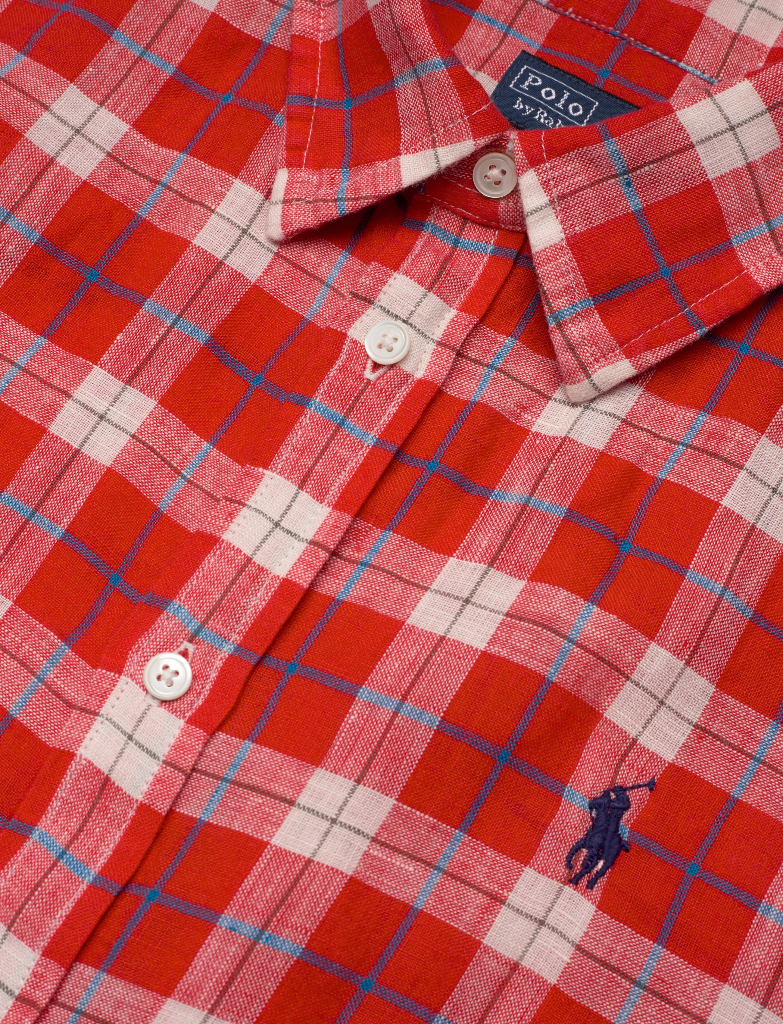 Polo Ralph Lauren - Classic Fit Plaid Linen Shirt - chemises en jeans - 2016 red white bl - 2